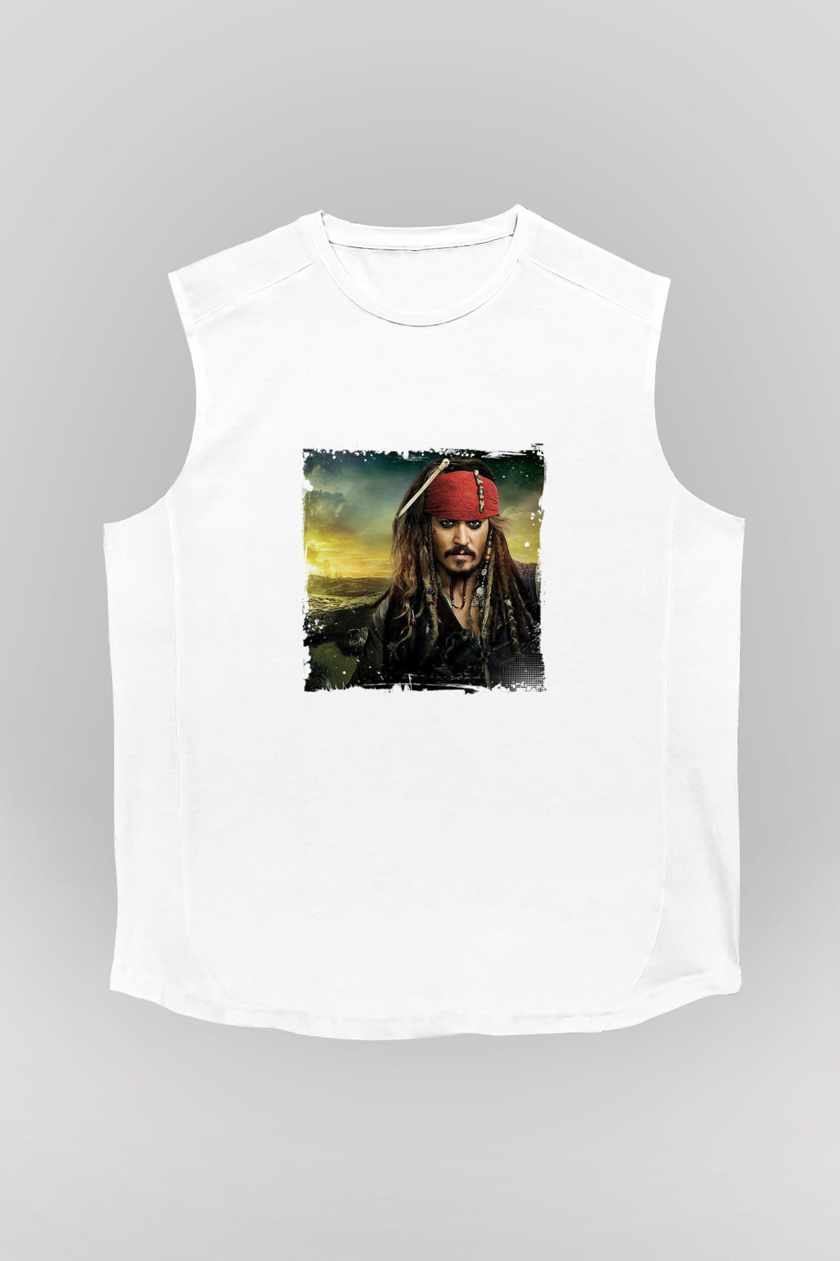 Johnny Depp Unisex Baskılı Beyaz Kolsuz Tişört