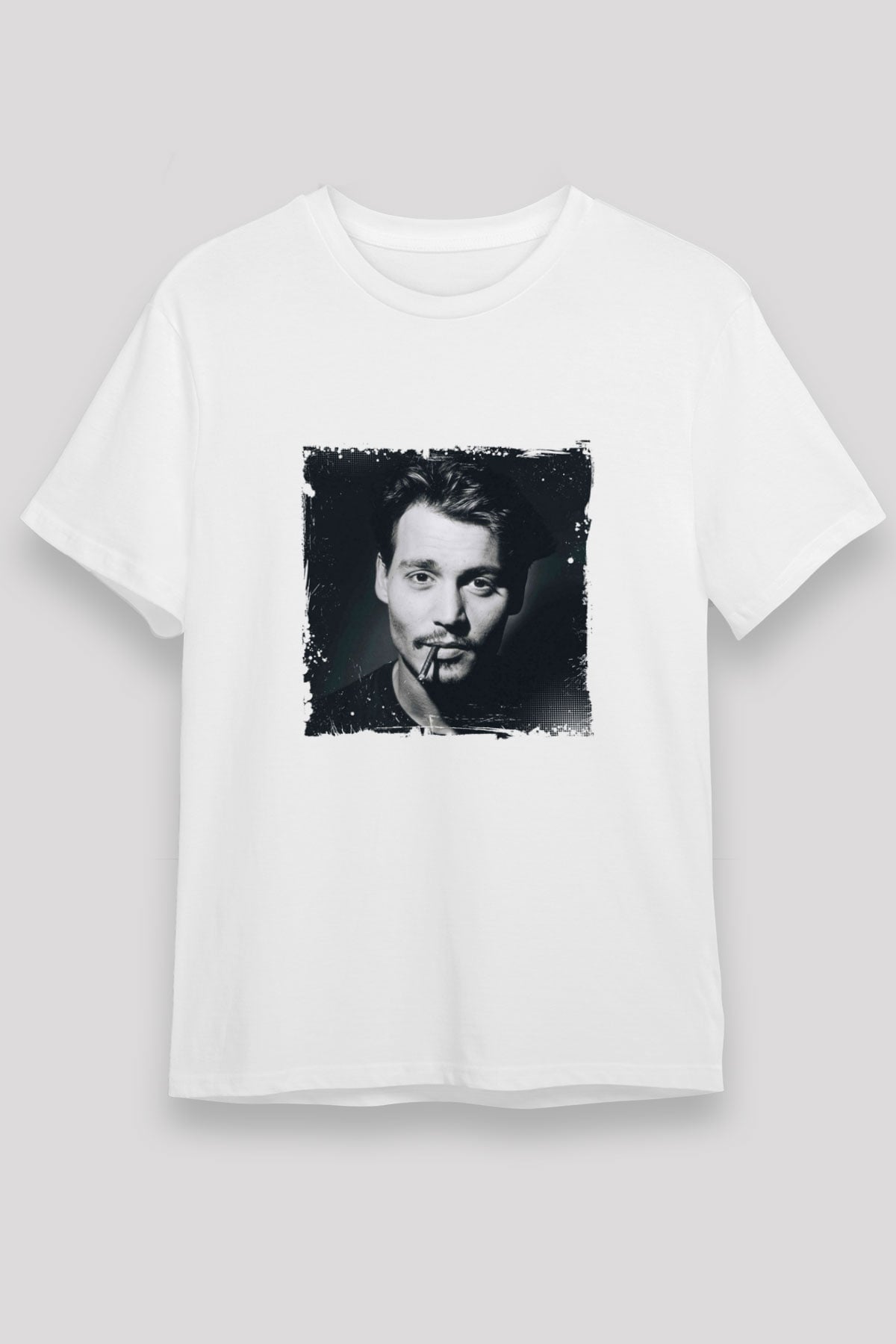 Johnny Depp Unisex Baskılı Beyaz Tişört