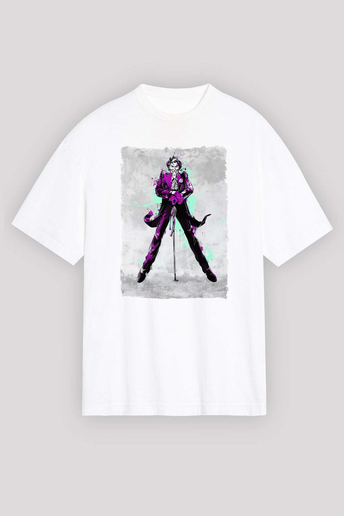 Joker Baskılı Unisex Beyaz Tişört