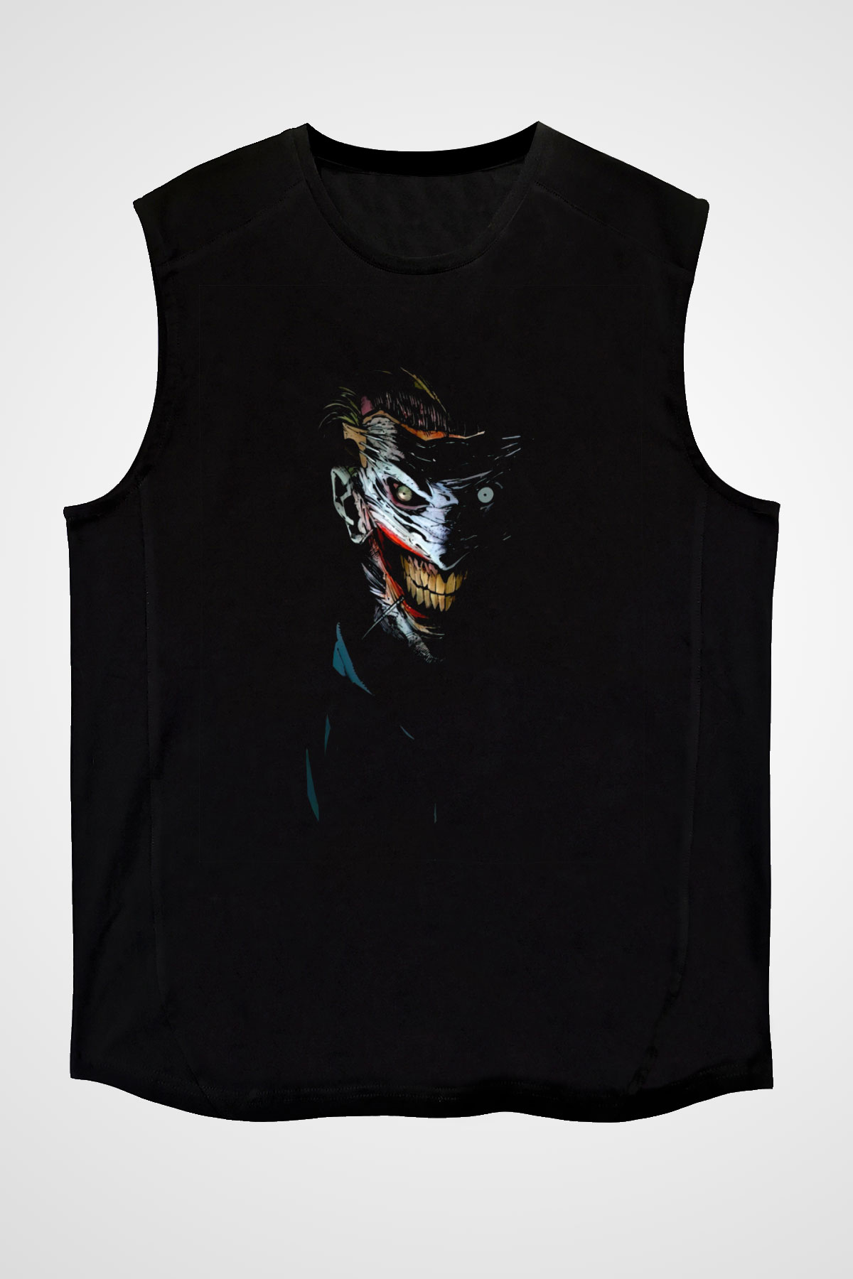 Joker Baskılı Unisex Siyah  Kolsuz Tişört