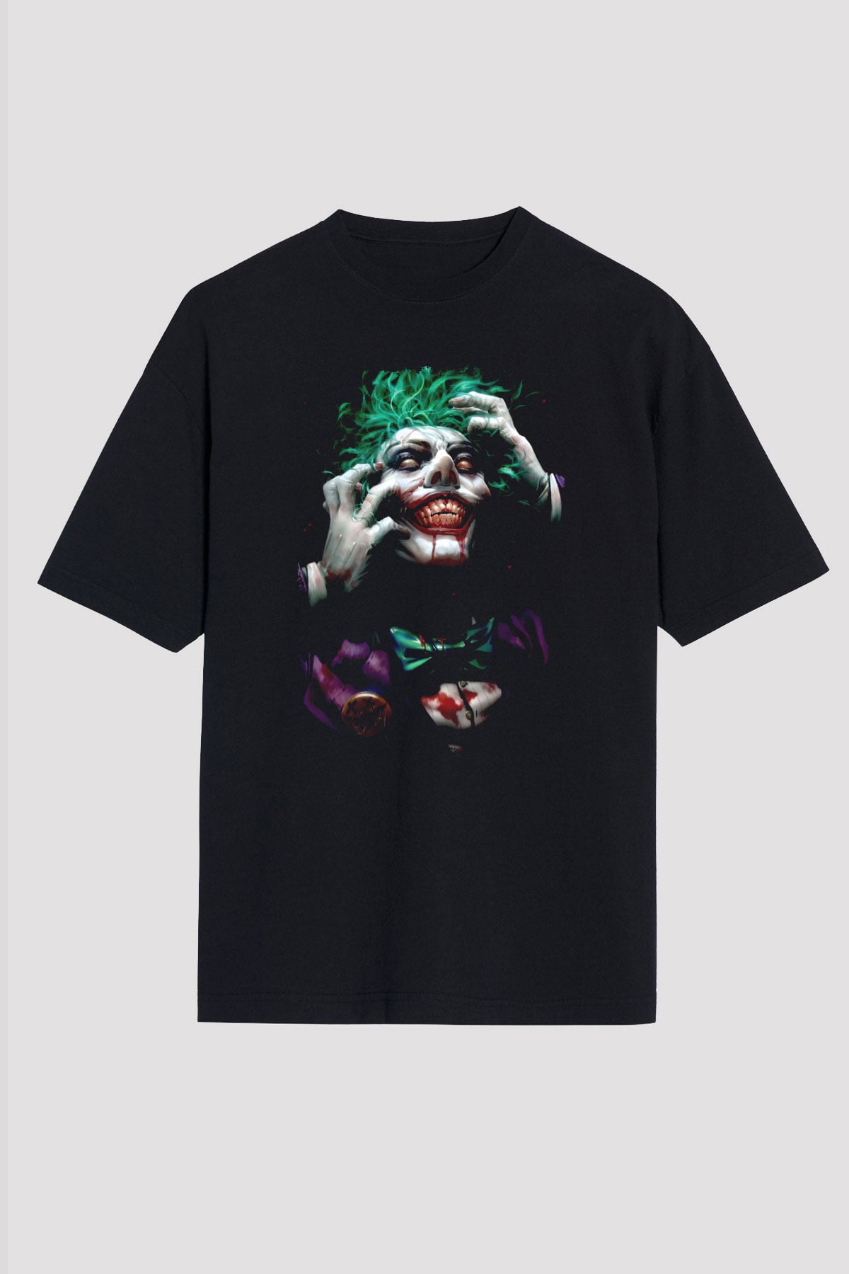 Joker Baskılı Unisex Siyah Tişört