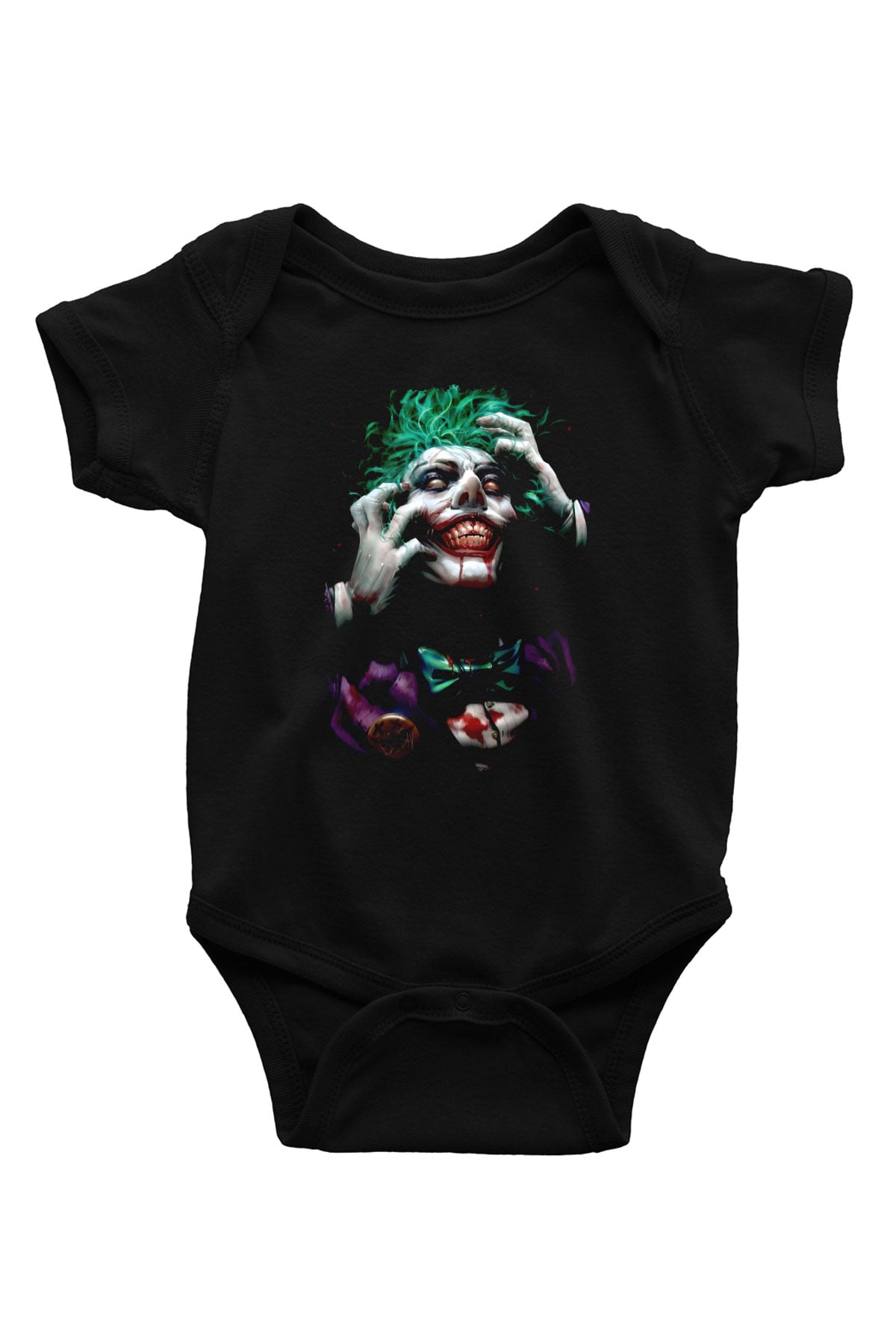 Joker BaskılıSiyah  Bebek Body - Zıbın