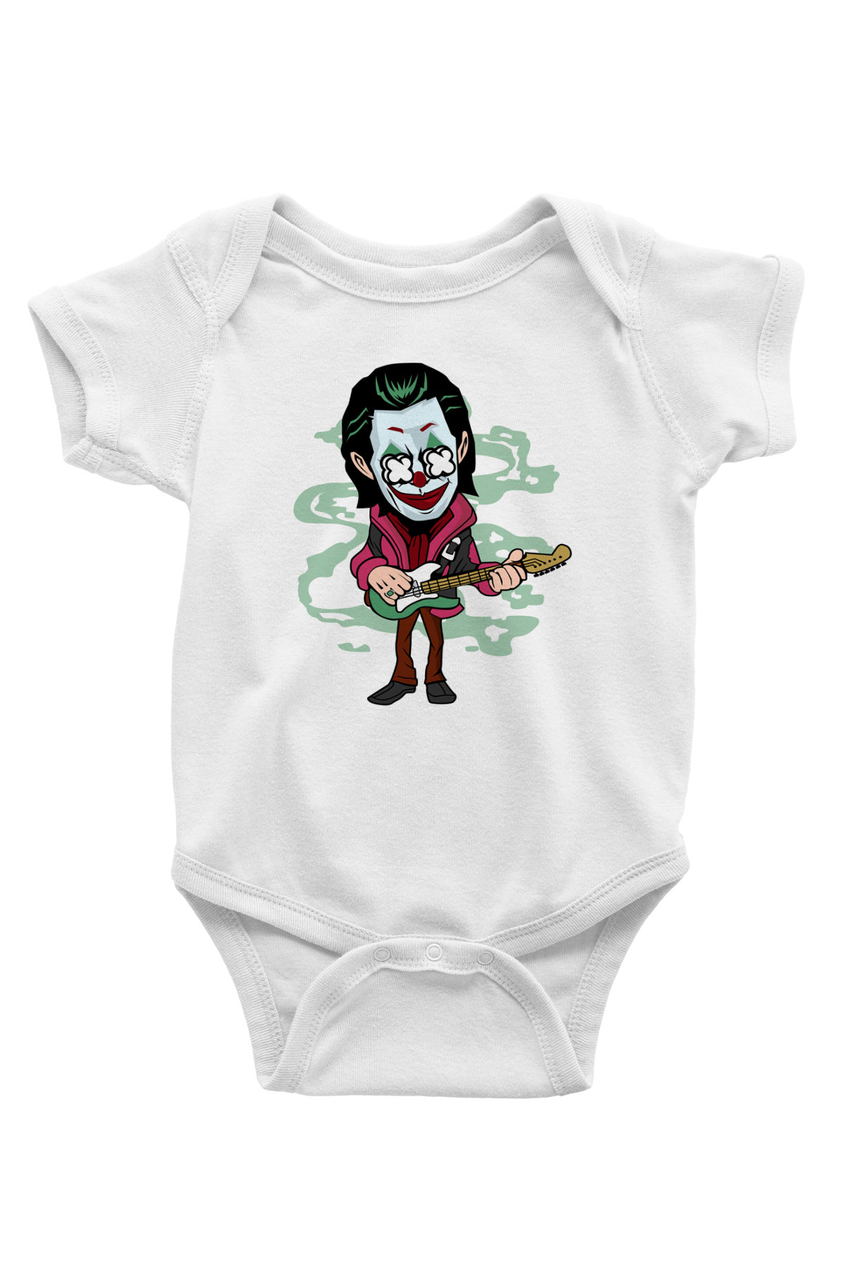 Joker Rockstar Baskılı Unisex Beyaz Bebek Body - Zıbın