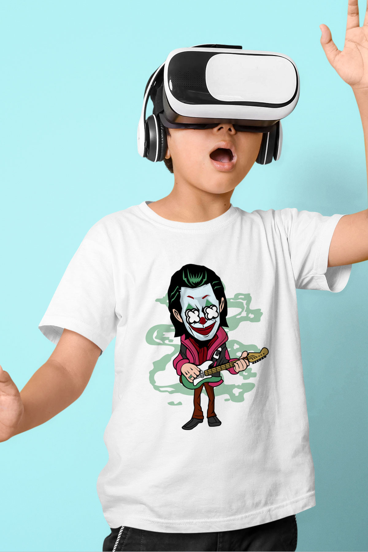 Joker Rockstar Baskılı Unisex Beyaz Çocuk Tişört