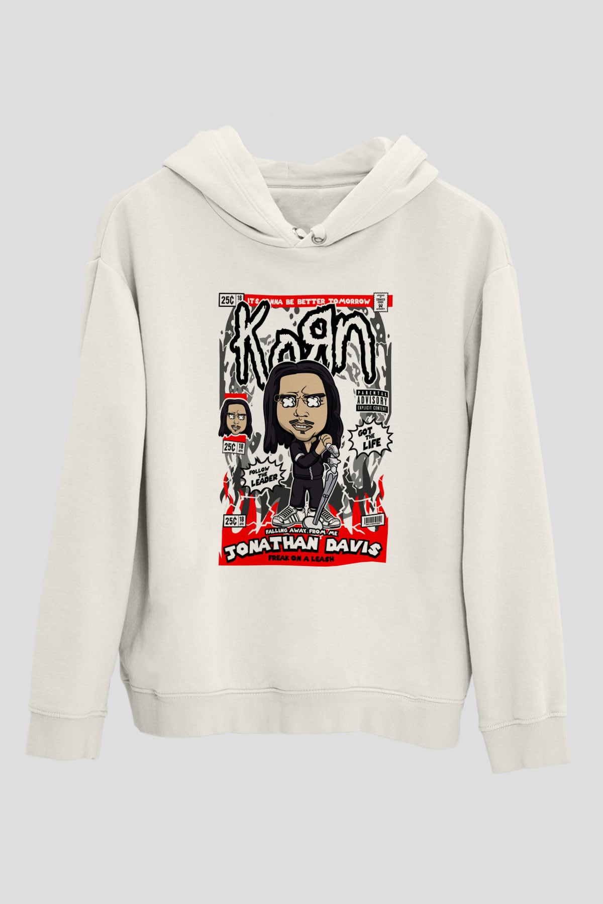 Jonathan Davis KoRn  Baskılı Unisex Beyaz Hoodie