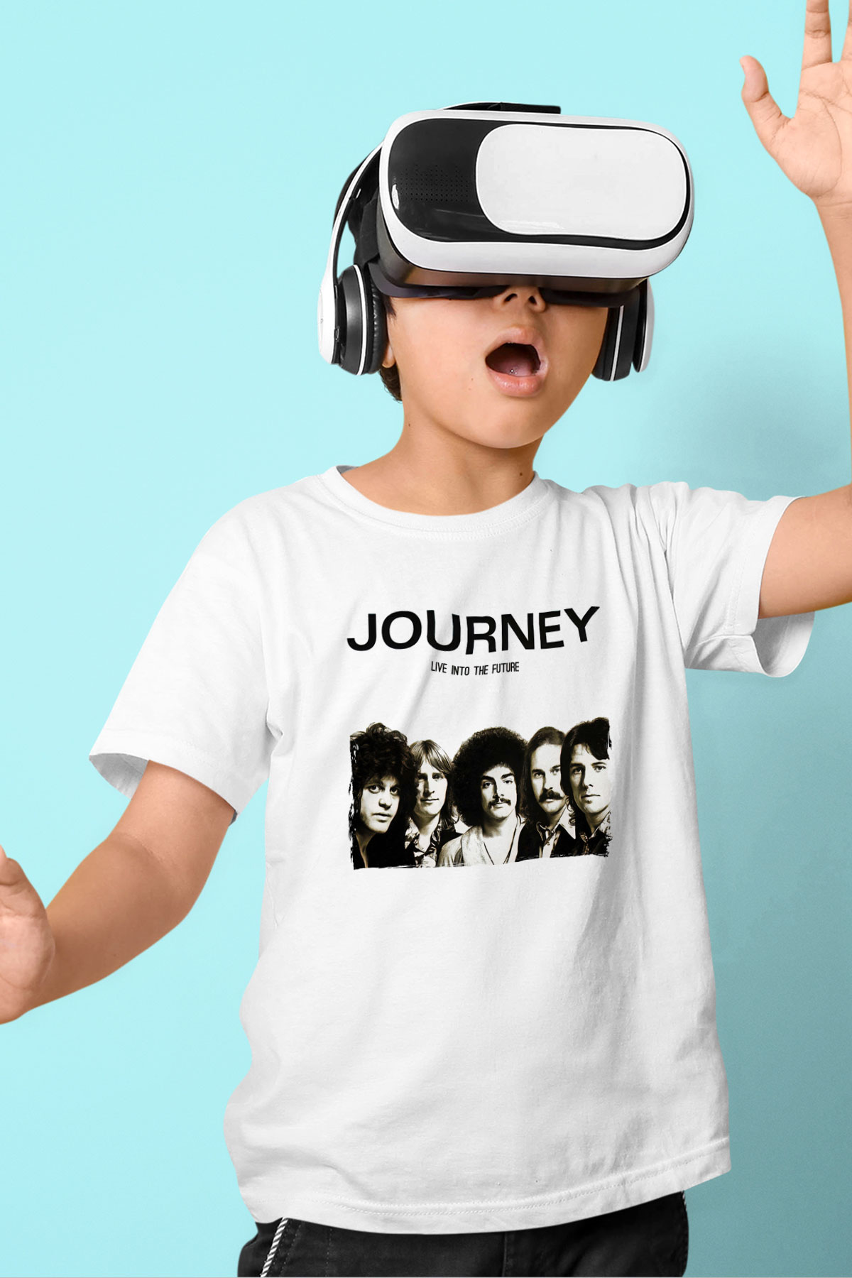 Journey Baskılı Beyaz Unisex Beyaz Çocuk Tişört - Tshirt