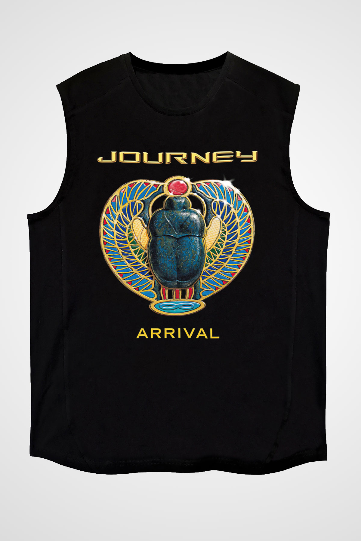 Journey Baskılı Unisex Siyah Kolsuz Tişört - Tshirt