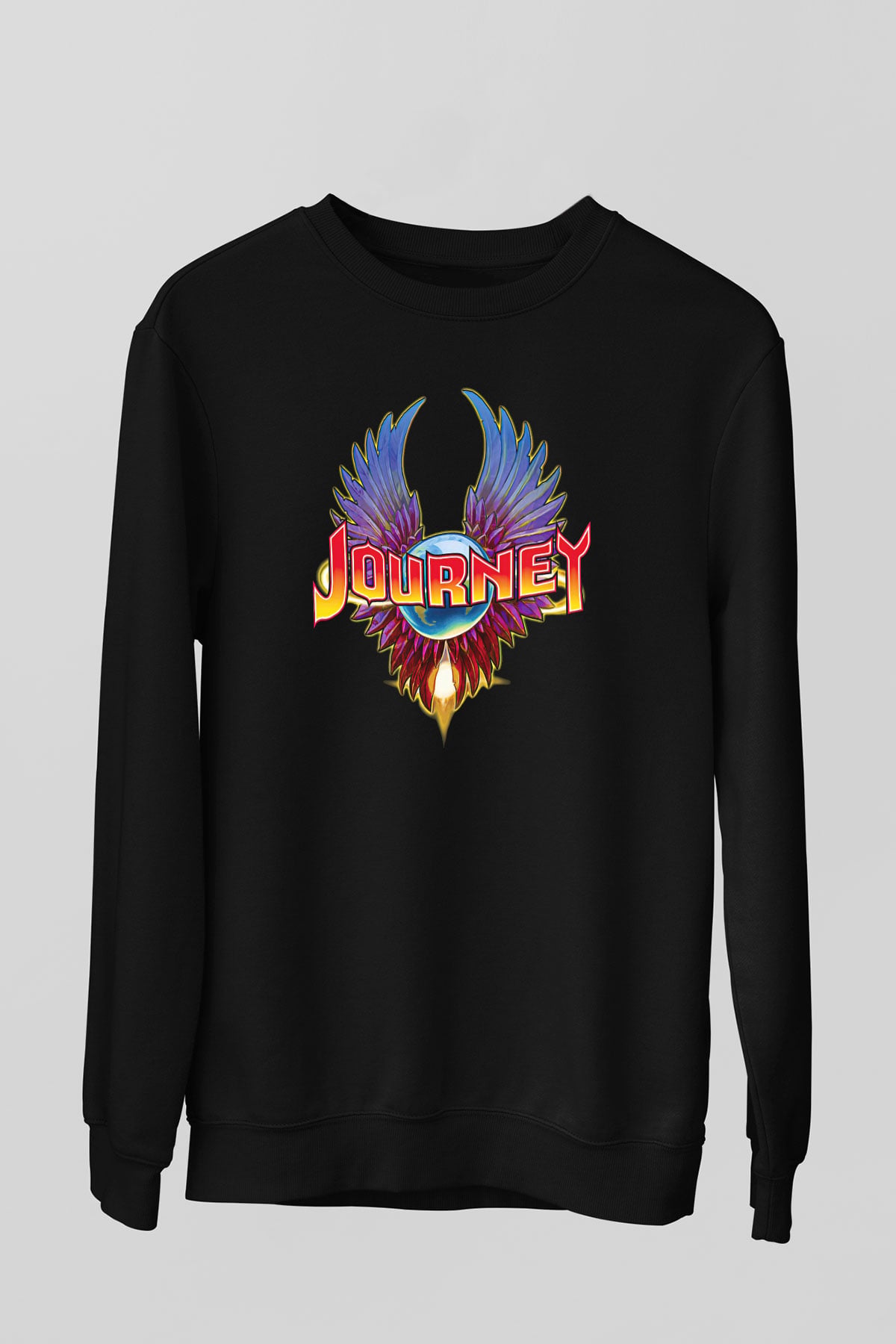 Journey Baskılı Unisex Siyah Sweatshirt