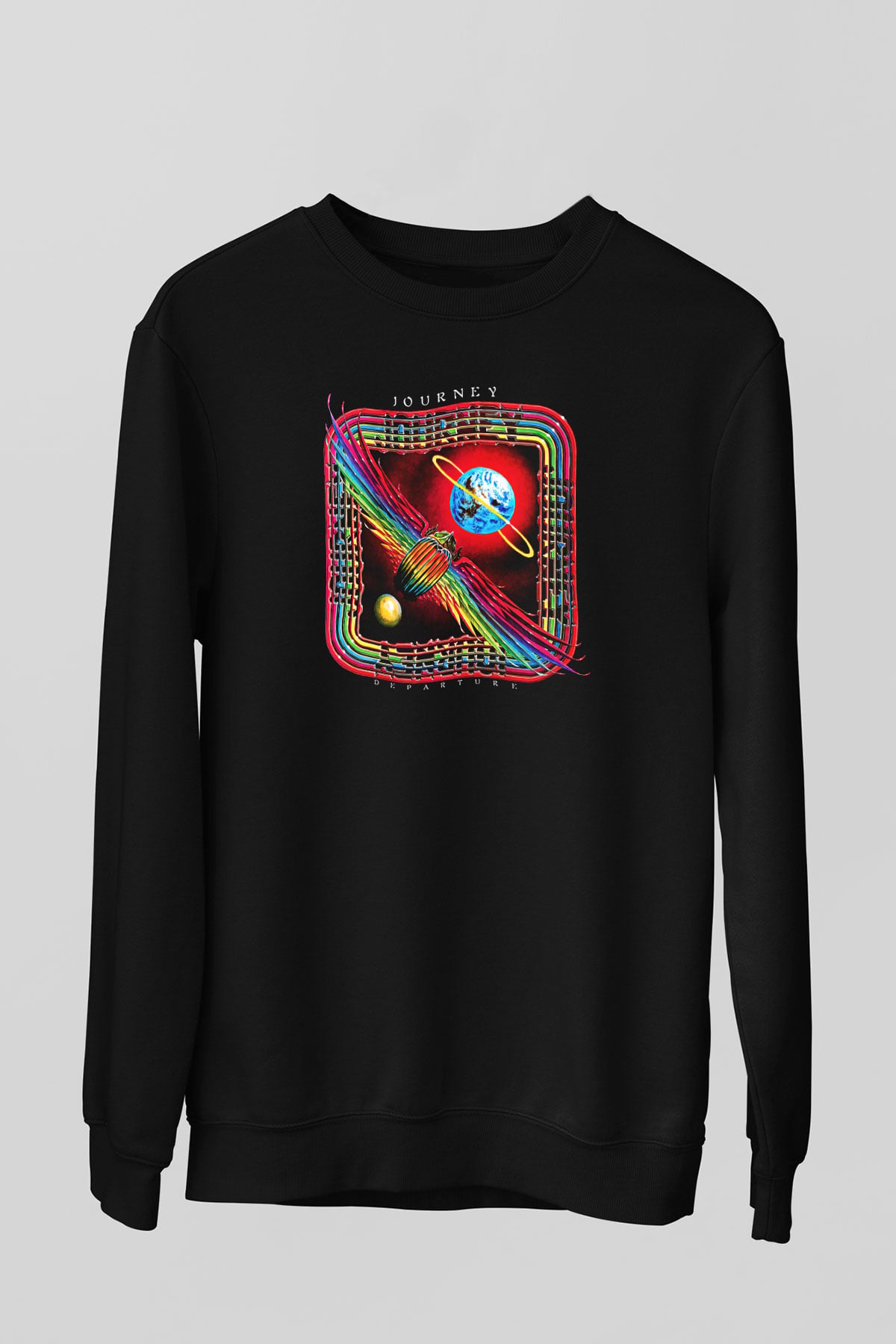 Journey Baskılı Unisex Siyah Sweatshirt