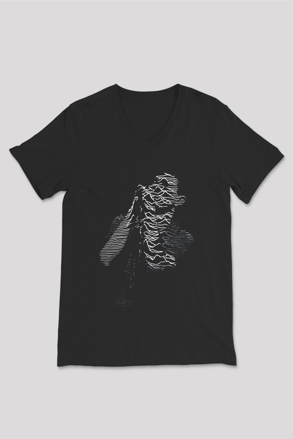 Joy Division Siyah Unisex V Yaka Tişört T-Shirt