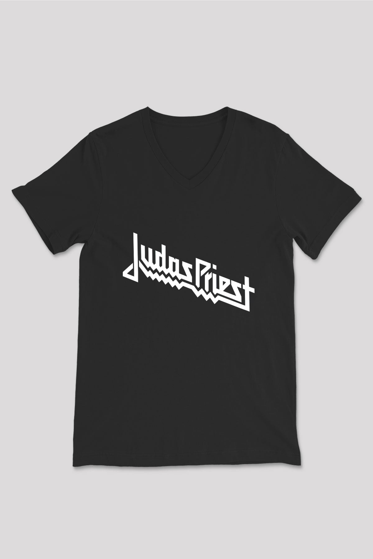 Judas Priest Siyah Unisex V Yaka Tişört T-Shirt