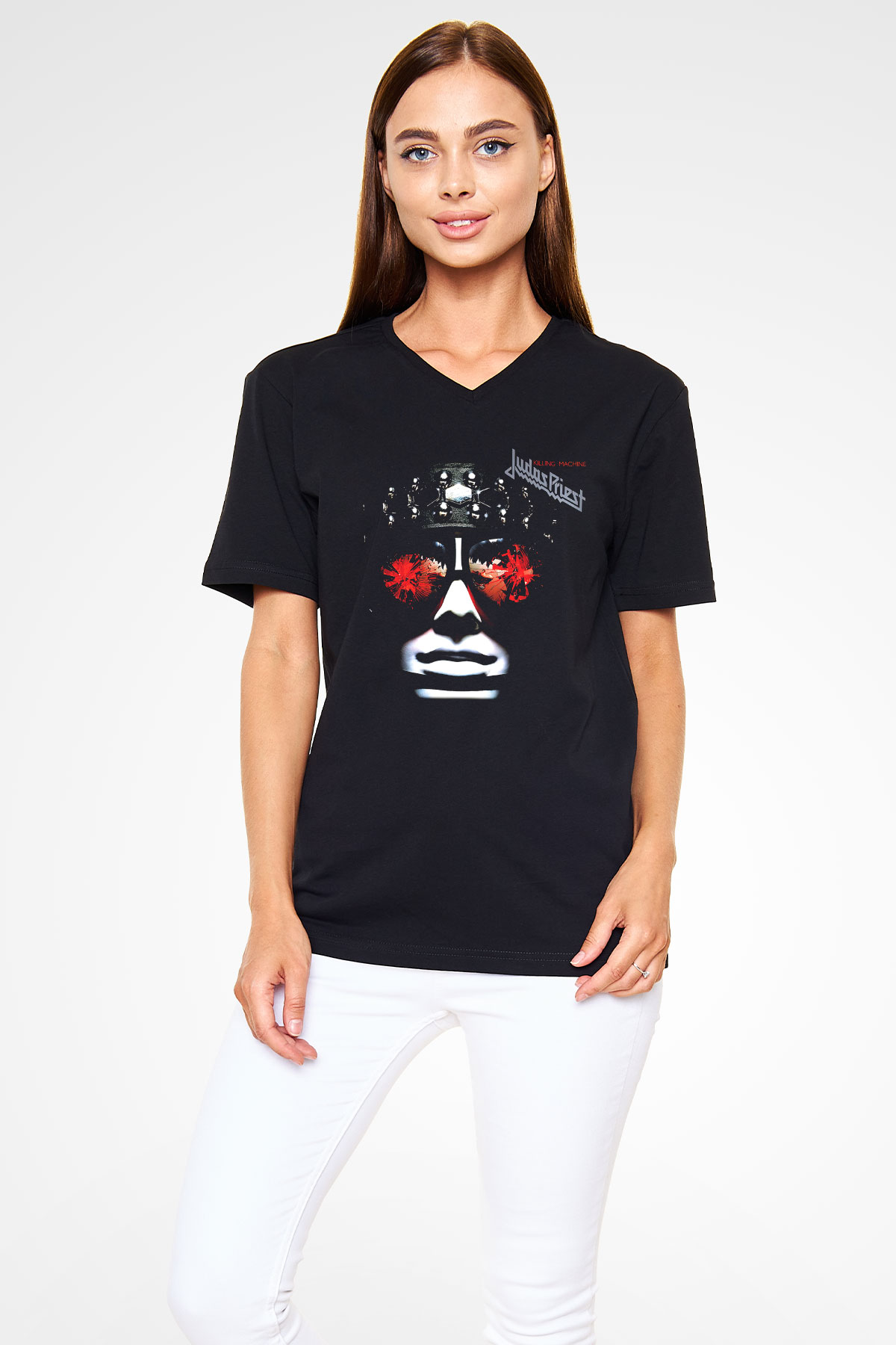 Judas Priest Siyah Unisex V Yaka Tişört T-Shirt