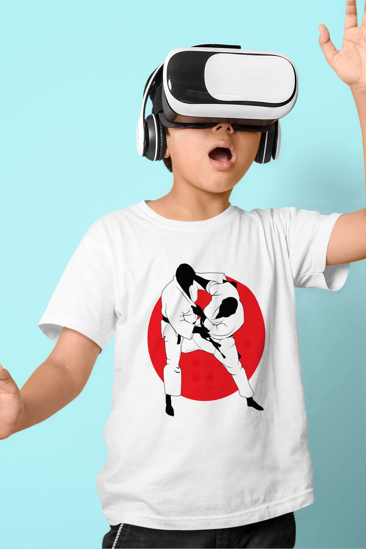 Judo Baskılı Beyaz Unisex Çocuk Tişört