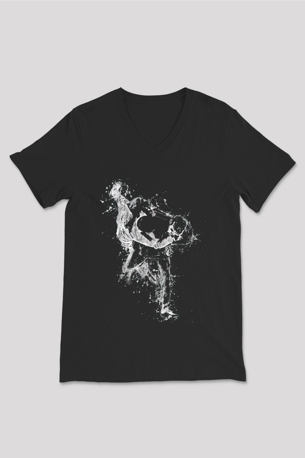 Judo Baskılı Unisex Siyah  V Yaka Tişört