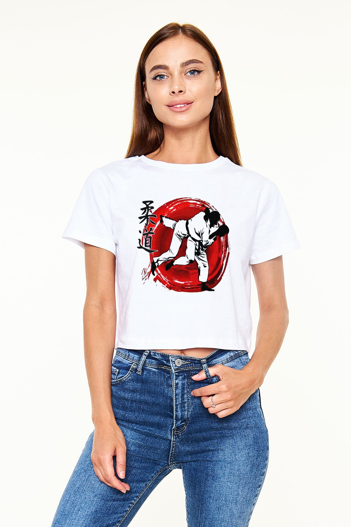 Judo Beyaz Croptop Tişört
