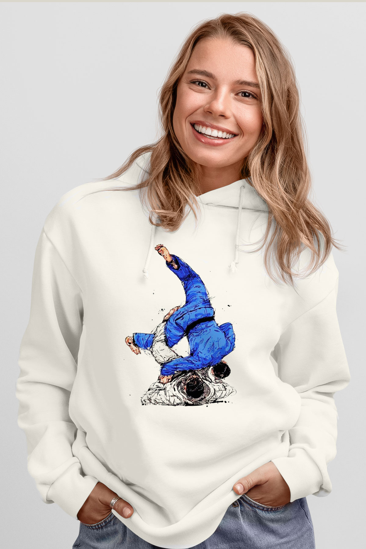 Judo Beyaz Unisex Hoodie
