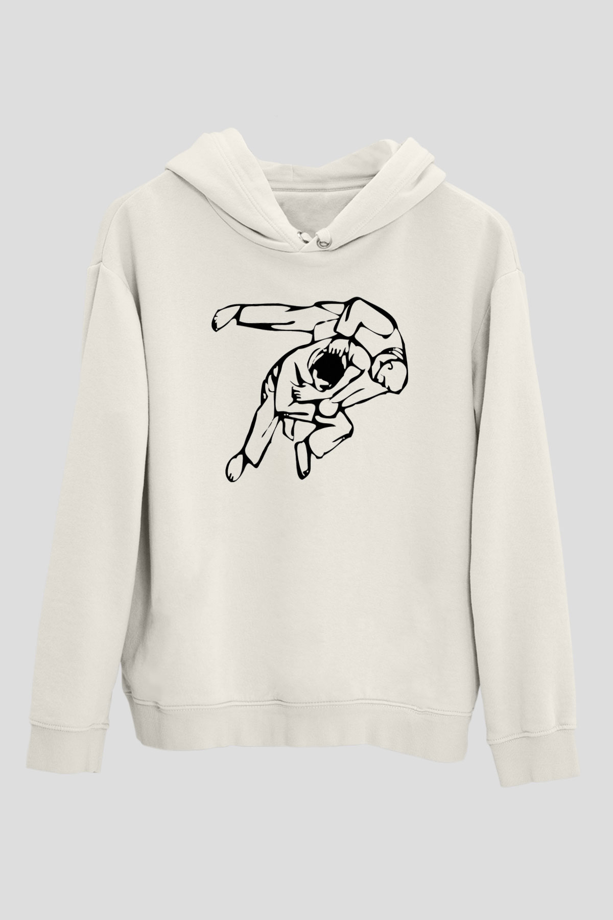 Judo Beyaz Unisex Kapüşonlu Sweatshirt
