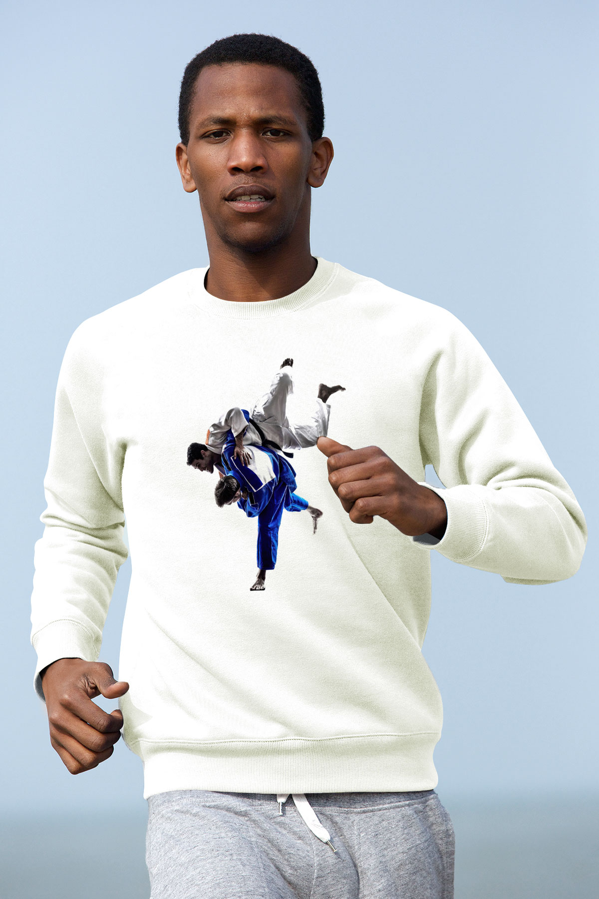 Judo Beyaz Unisex Sweatshirt