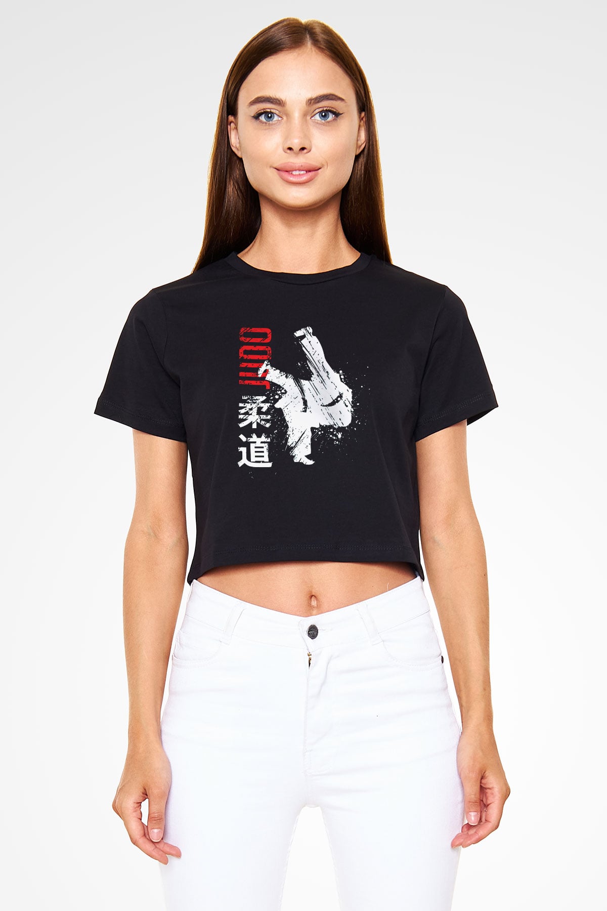 Judo Siyah Crop Top Tişört