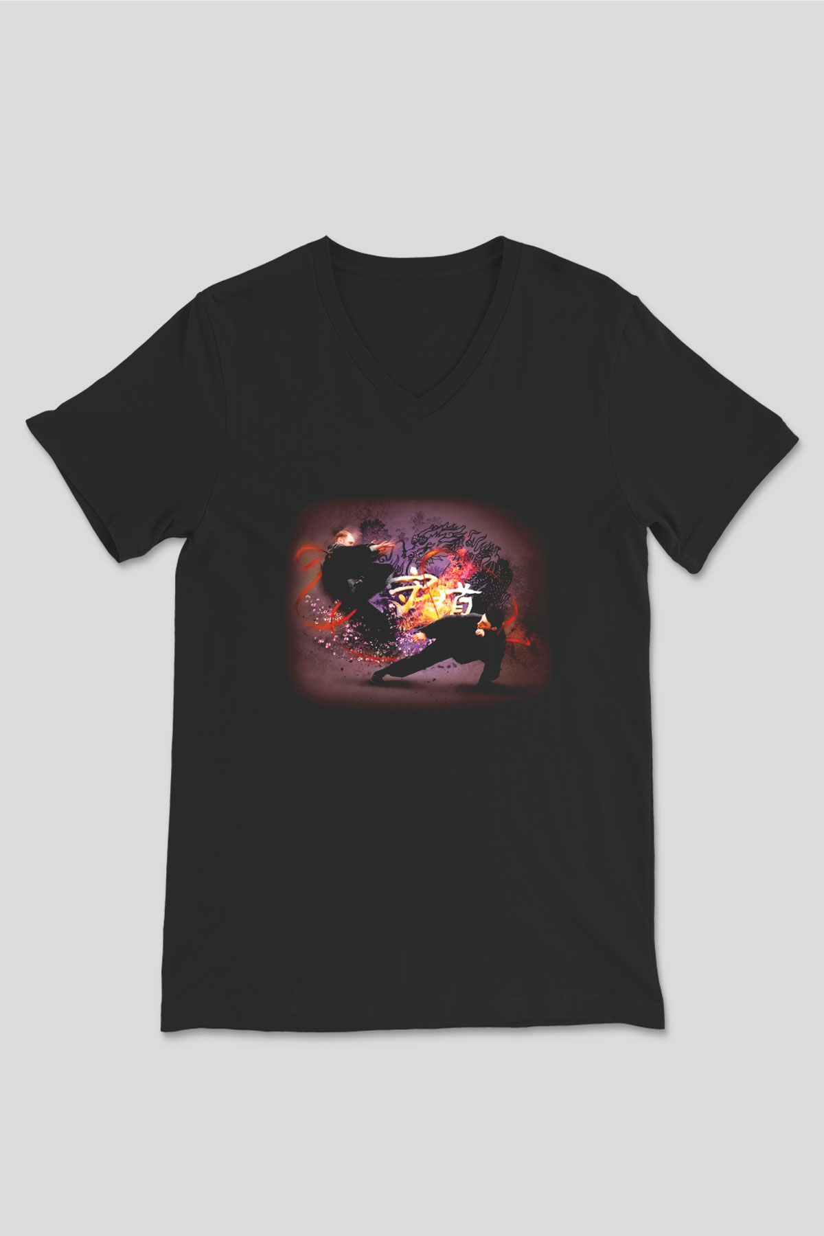 Judo Siyah Unisex V Yaka Tişört T-Shirt