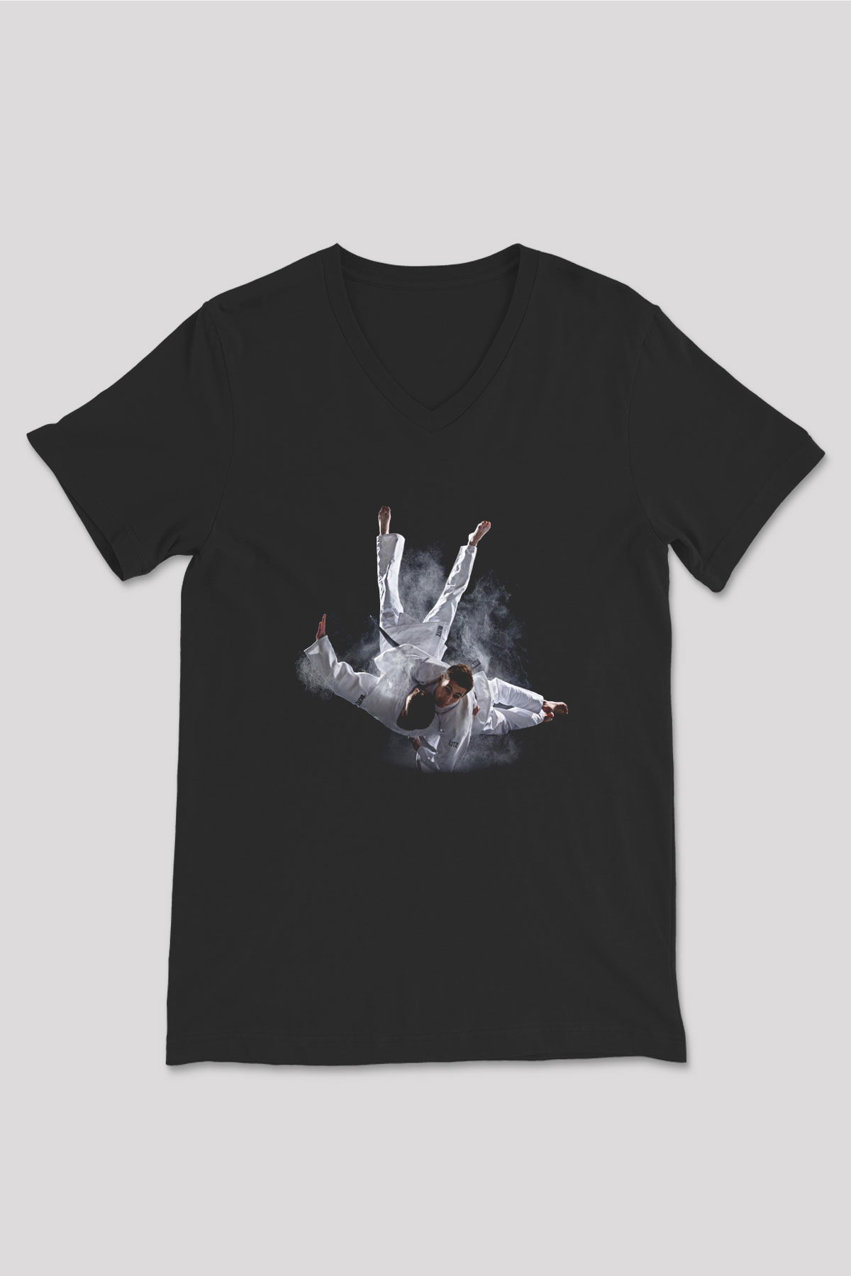 Judo Siyah Unisex V Yaka Tişört T-Shirt