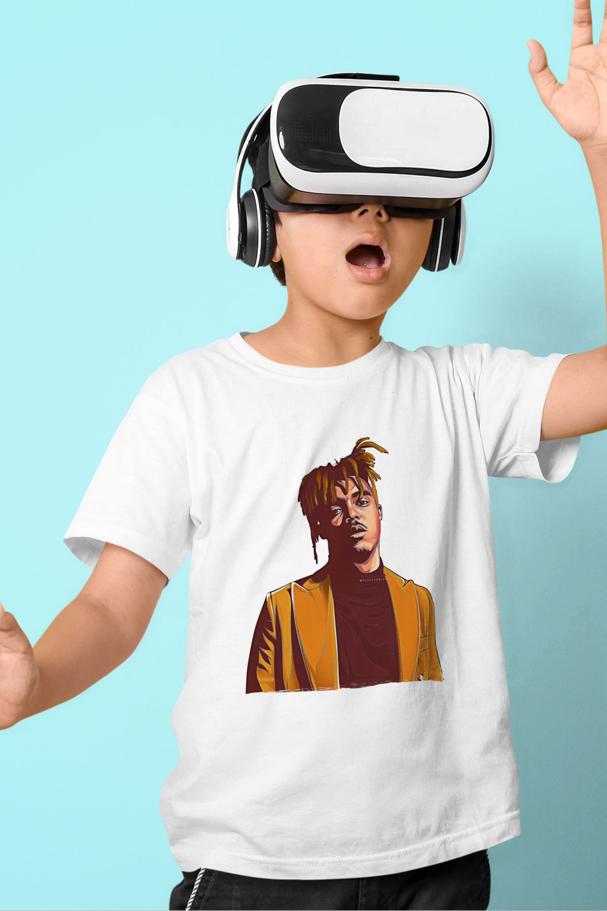 Juice Wrld Baskılı Beyaz Unisex Beyaz Çocuk Tişört - Tshirt