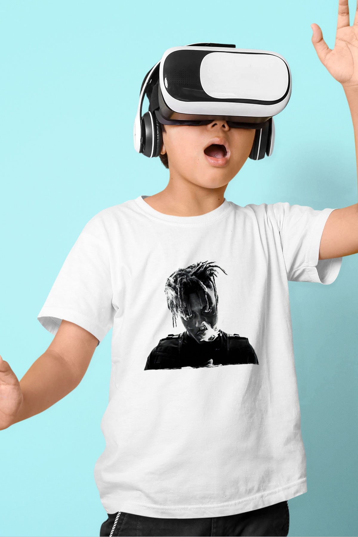 Juice Wrld Baskılı Beyaz Unisex Beyaz Çocuk Tişört - Tshirt