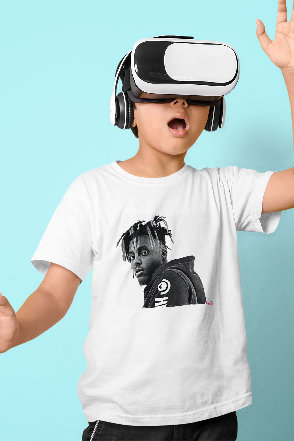 Juice Wrld Baskılı Beyaz Unisex Beyaz Çocuk Tişört - Tshirt