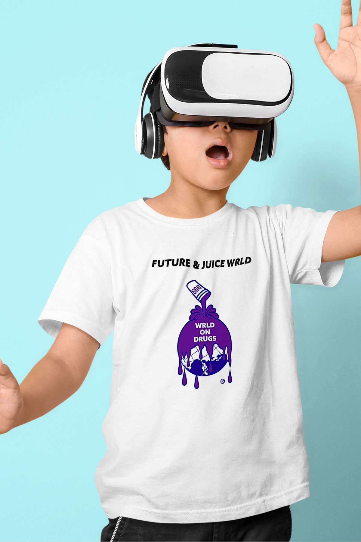 Juice Wrld Baskılı Beyaz Unisex Beyaz Çocuk Tişört - Tshirt
