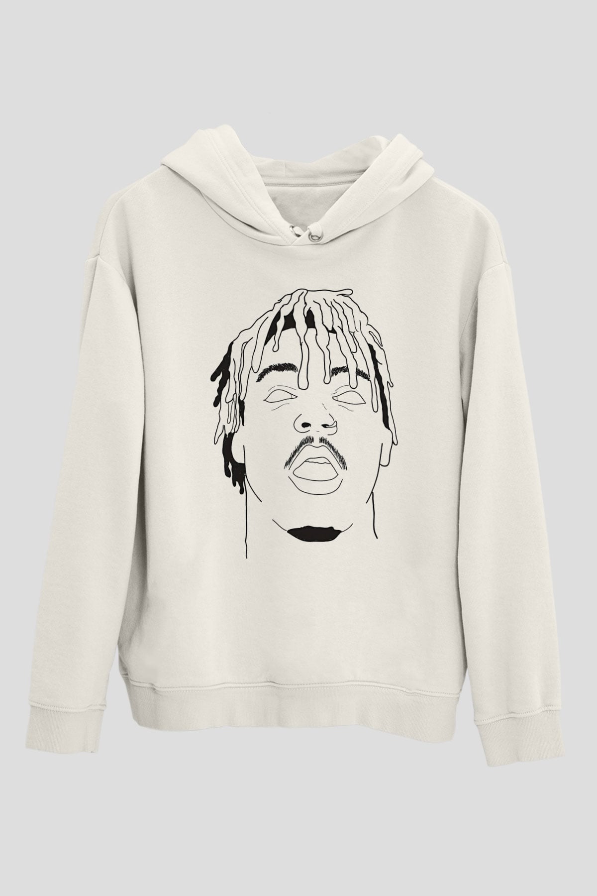 Juice Wrld Baskılı Beyaz Unisex Kapüşonlu Sweatshirt