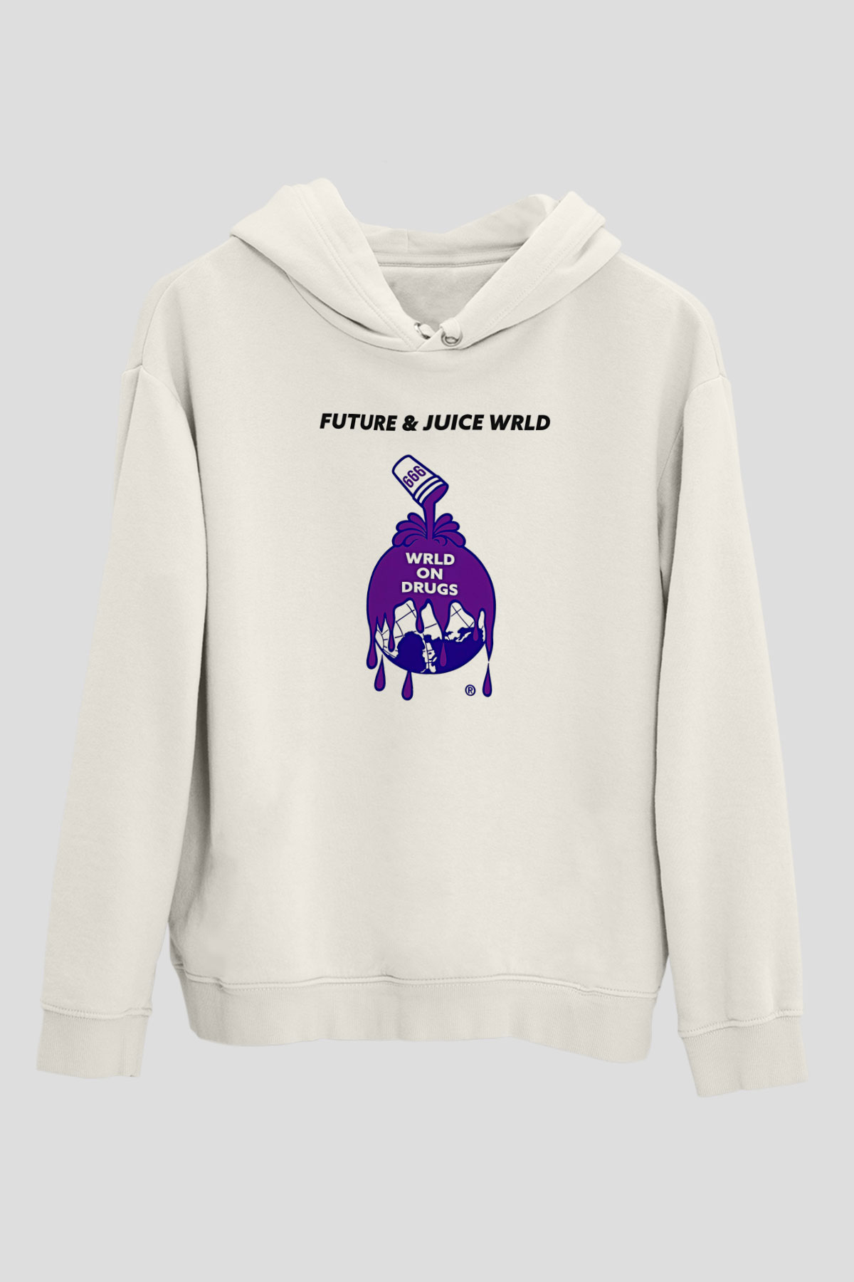 Juice Wrld Baskılı Beyaz Unisex Kapüşonlu Sweatshirt