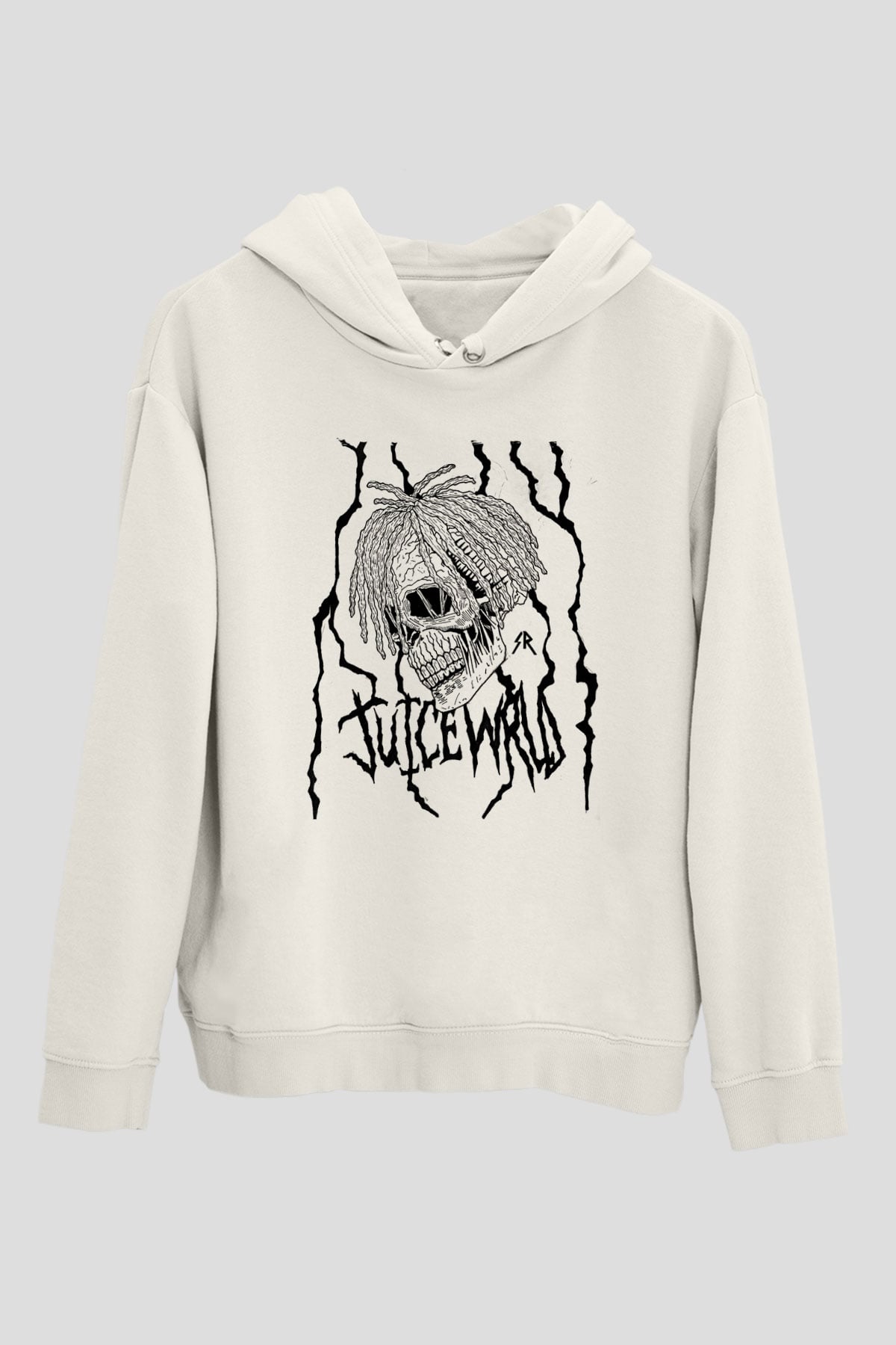 Juice Wrld Baskılı Beyaz Unisex Kapüşonlu Sweatshirt