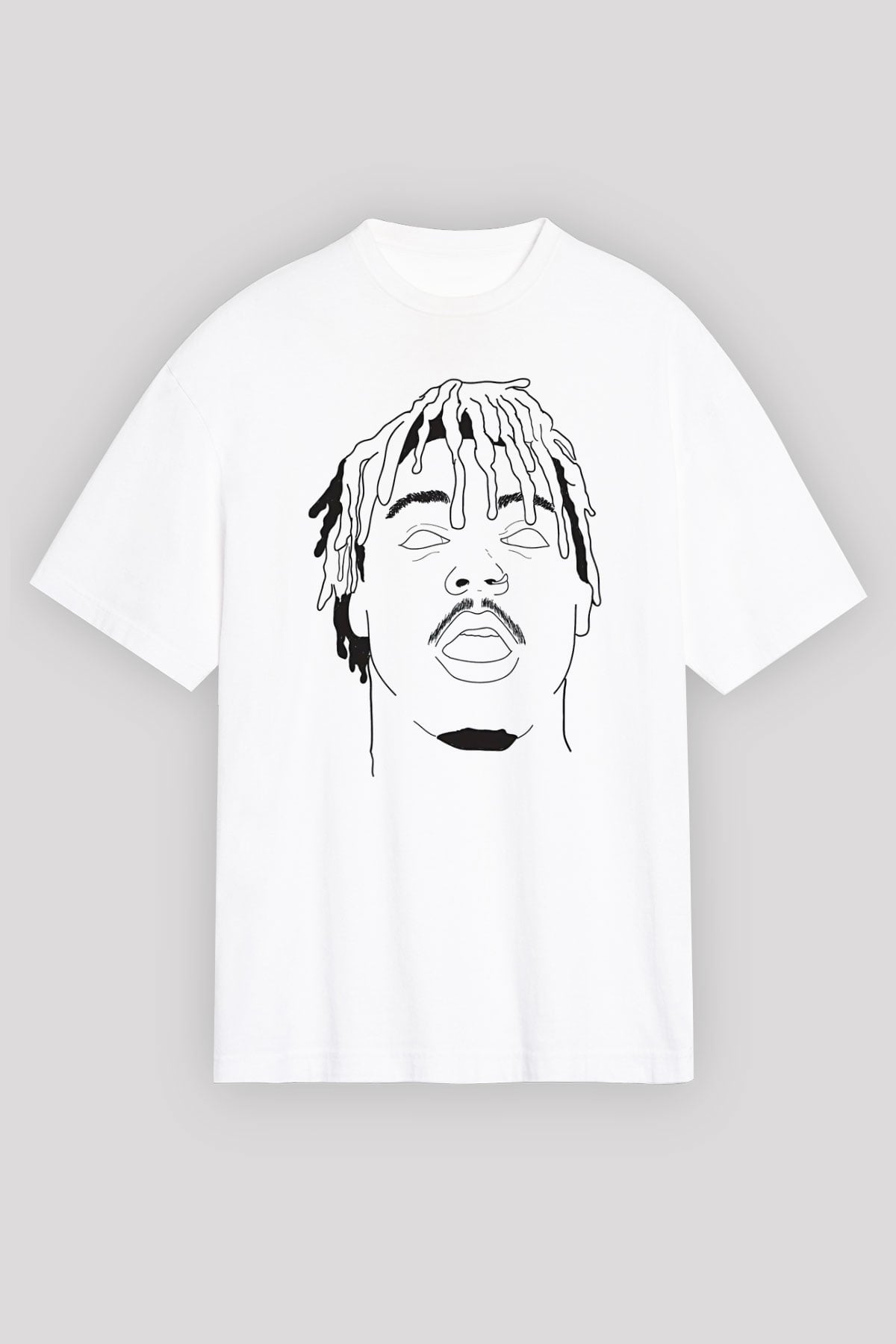 Juice Wrld Baskılı Beyaz Unisex Oversize Tişört - Tshirt