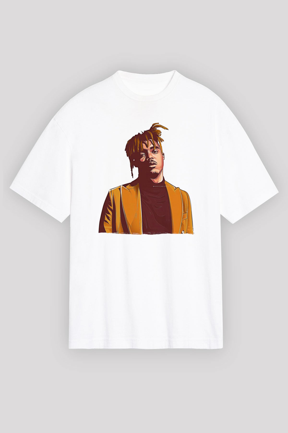 Juice Wrld Baskılı Beyaz Unisex Oversize Tişört - Tshirt
