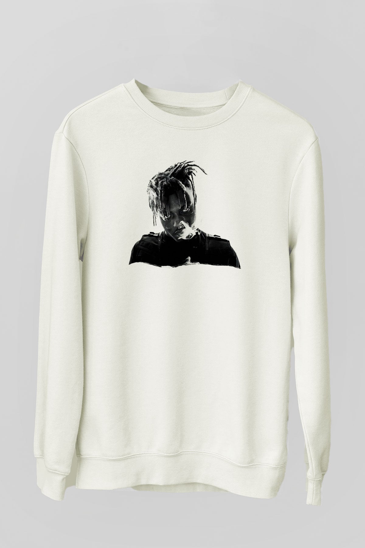 Juice Wrld Baskılı Beyaz Unisex Sweatshirt