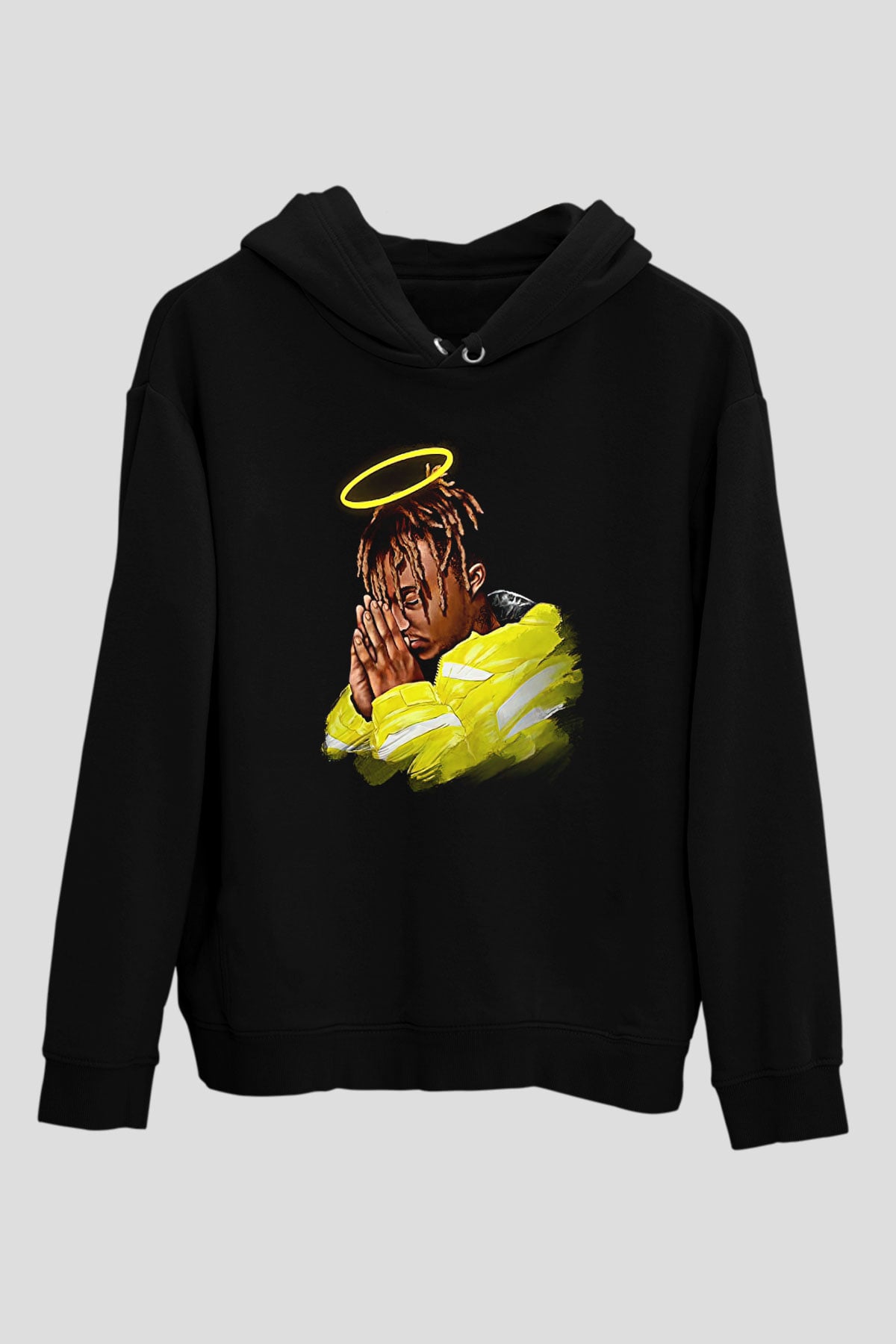 Juice Wrld Baskılı Unisex Siyah Hoodie
