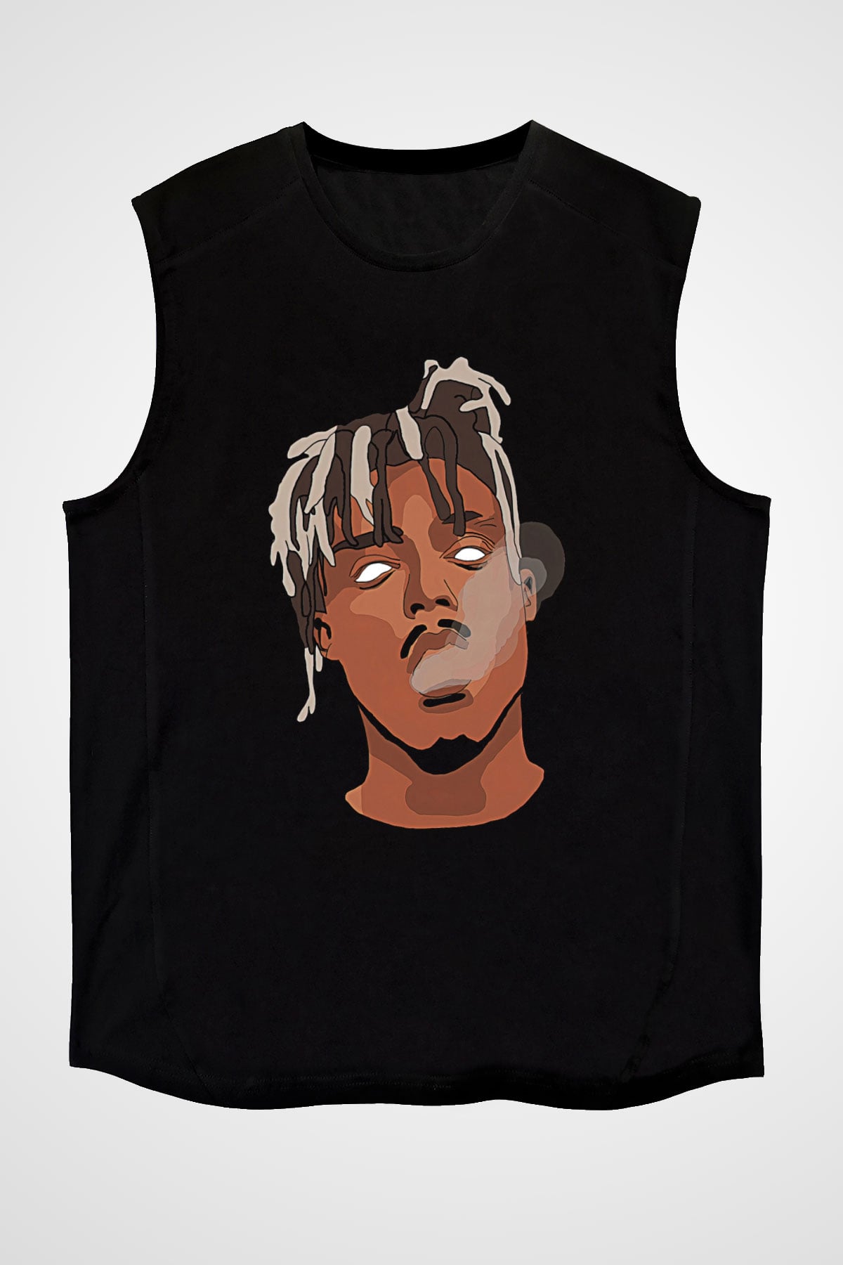 Juice Wrld Baskılı Unisex Siyah Kolsuz Tişört - Tshirt