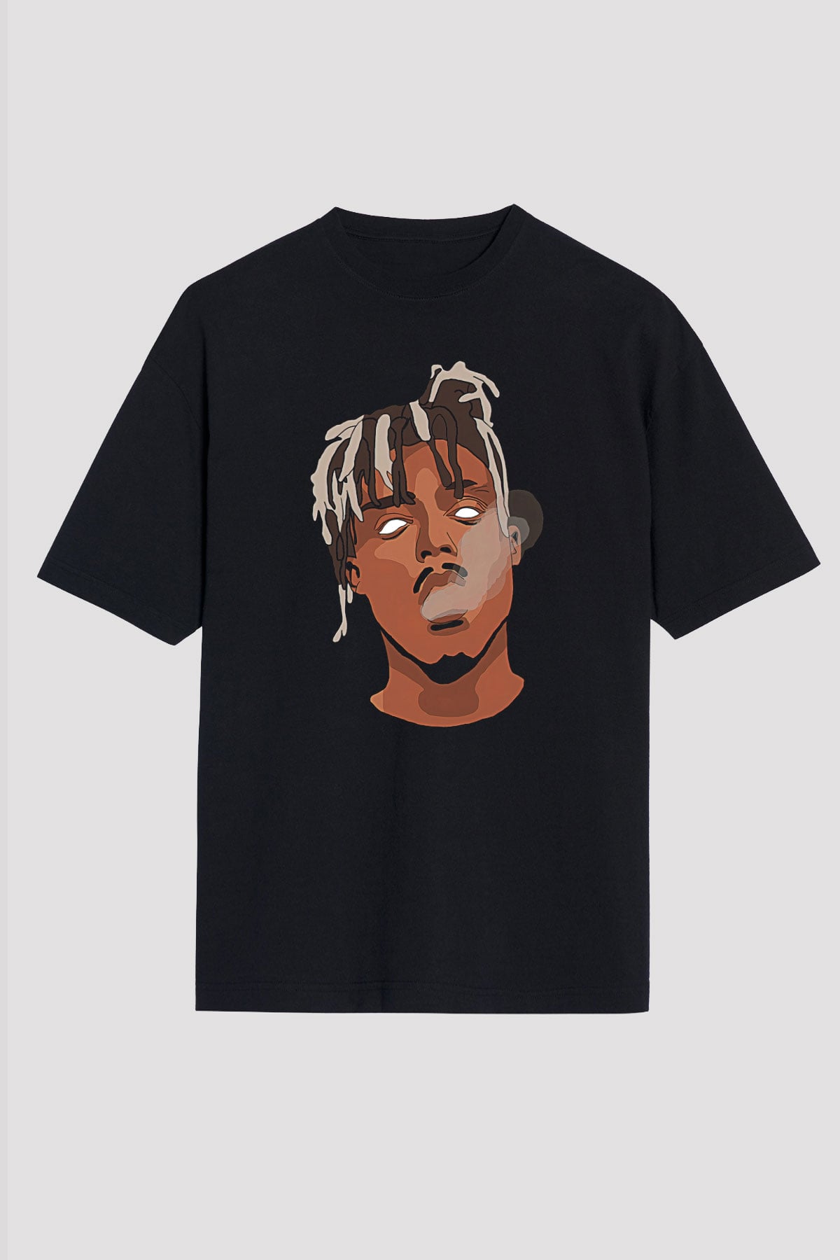 Juice Wrld Baskılı Unisex Siyah Oversize Tişört - Tshirt