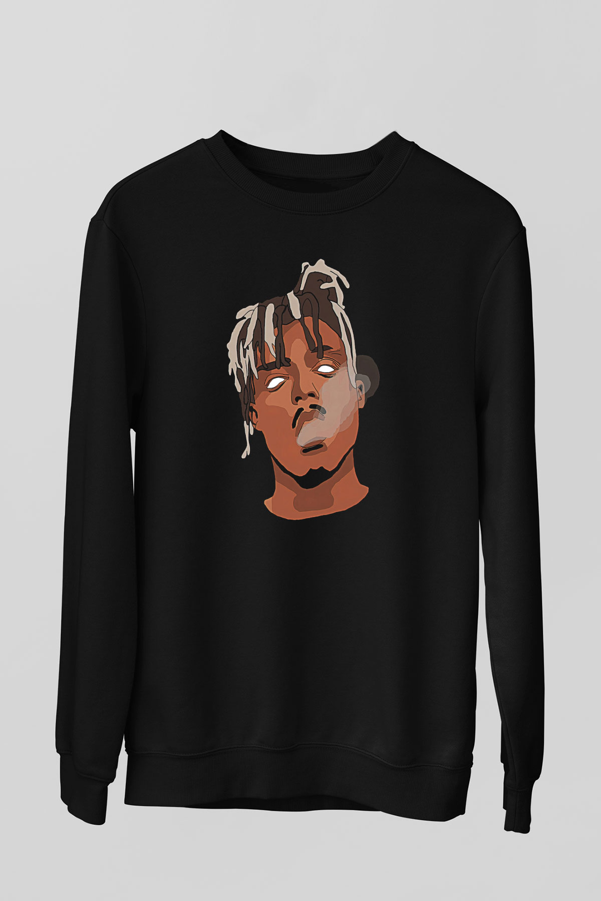 Juice Wrld Baskılı Unisex Siyah Sweatshirt