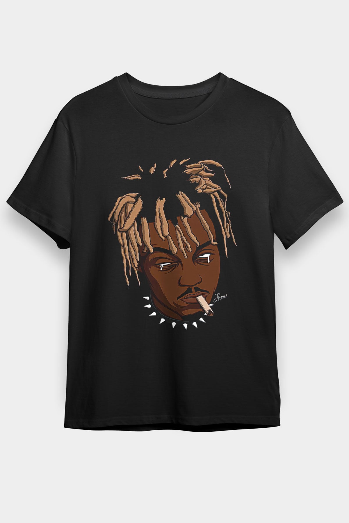Juice Wrld Baskılı Unisex Siyah Tişört - Tshirt