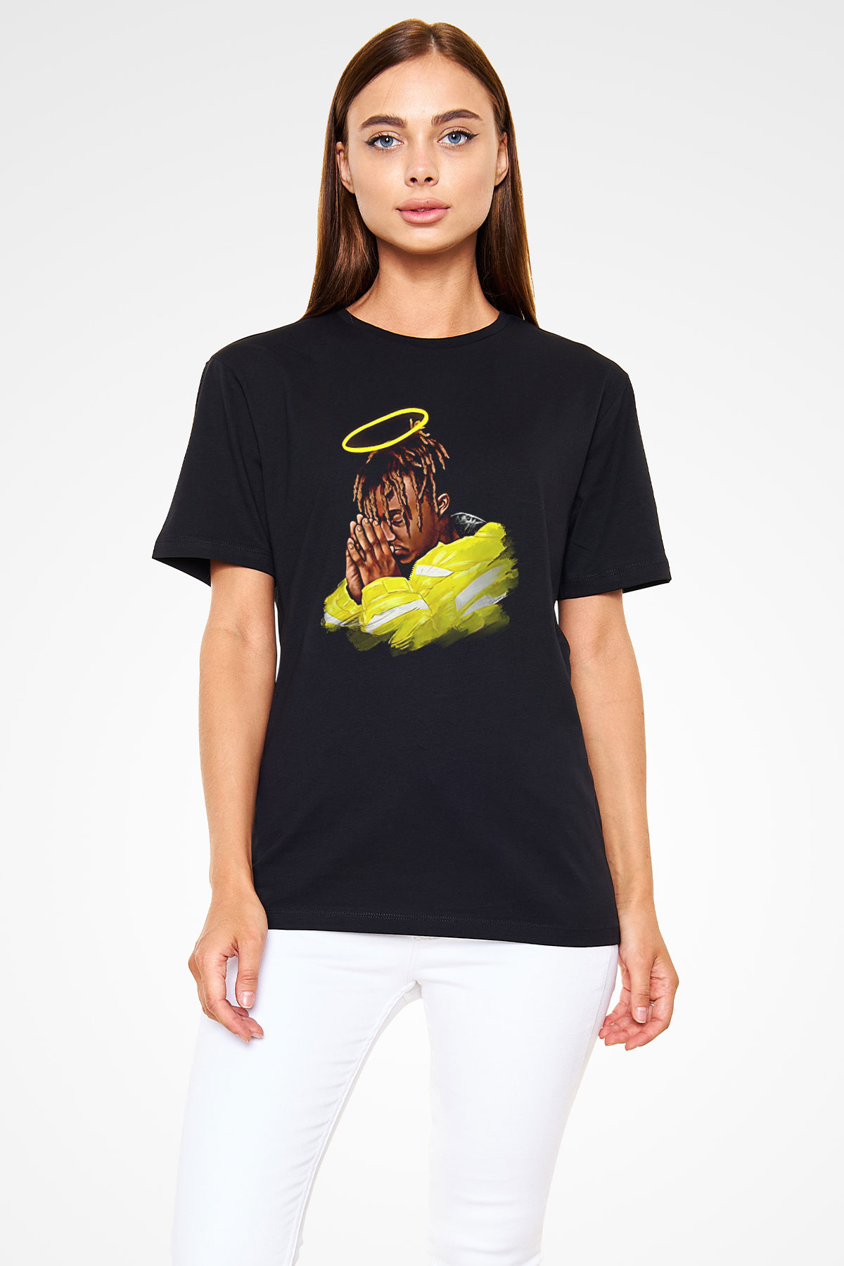 Juice Wrld Baskılı Unisex Siyah Tişört - Tshirt