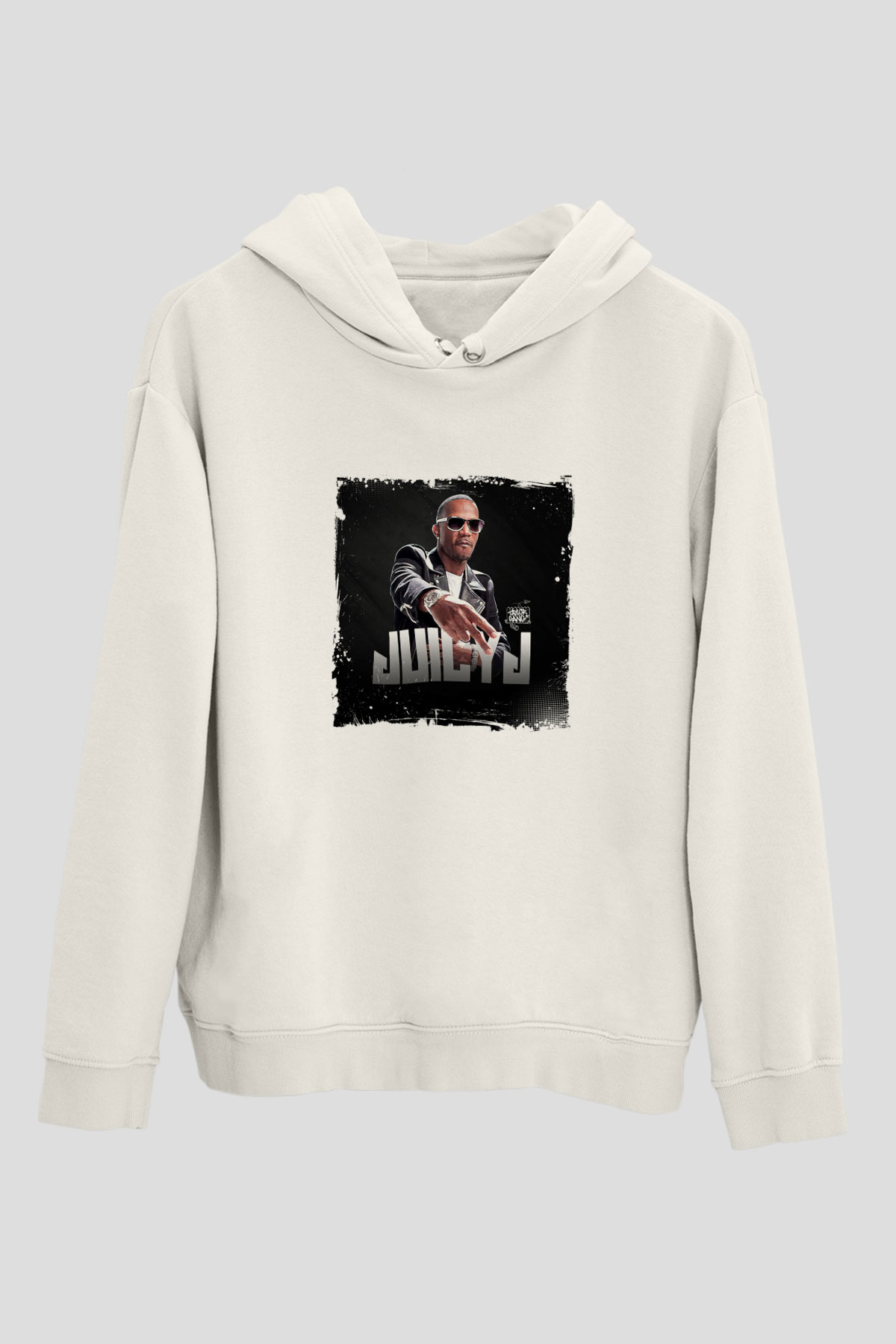 Juicy J Baskılı Unisex Beyaz Kapüşonlu Sweatshirt