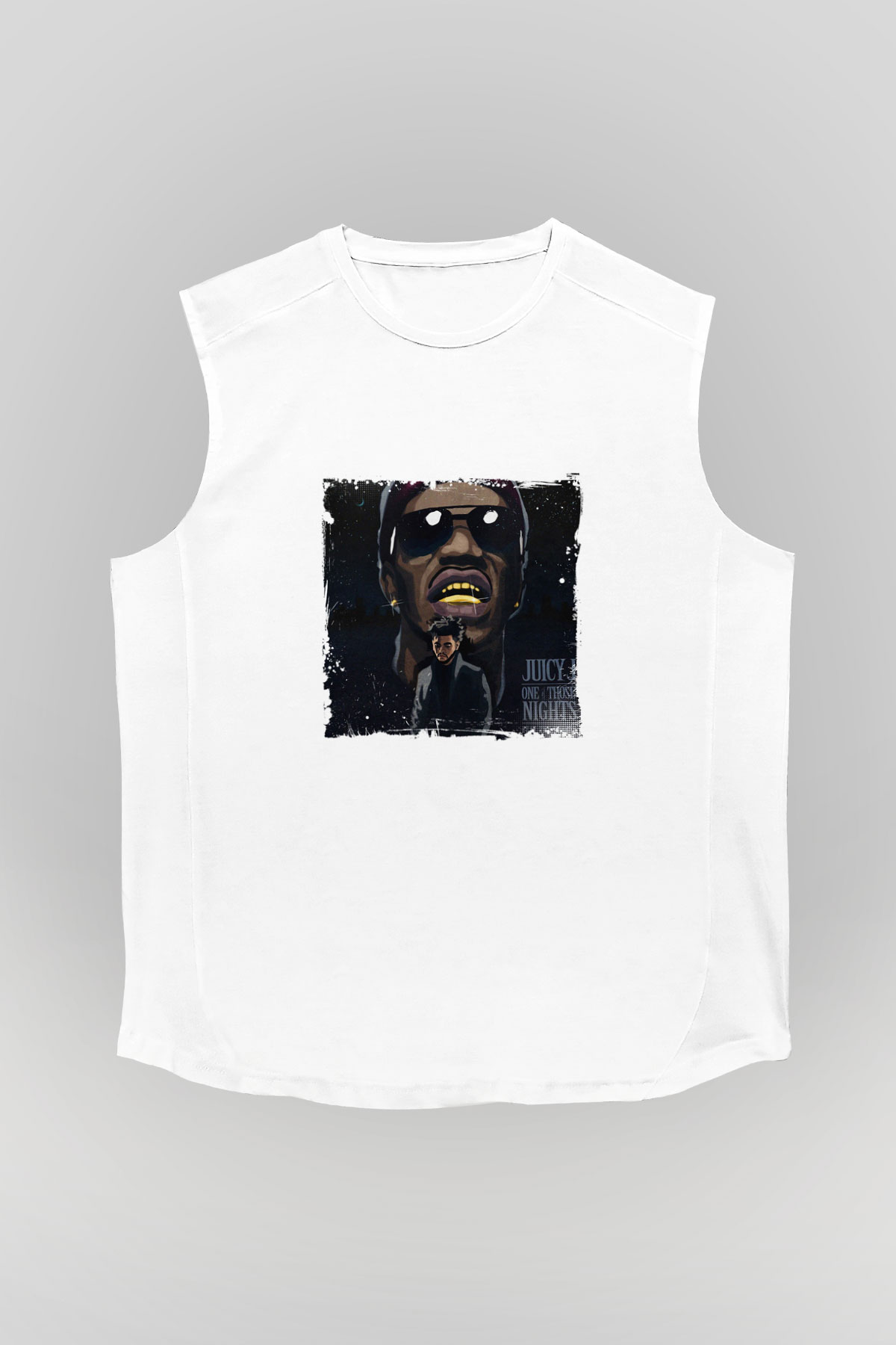 Juicy J Baskılı Unisex Beyaz Kolsuz Tişört
