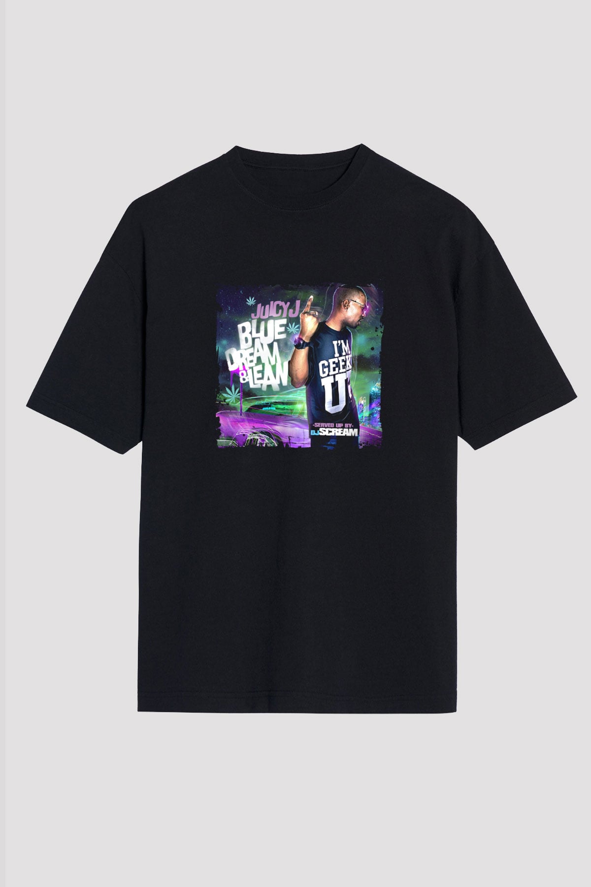 Juicy J Baskılı Unisex Oversize Siyah Tişört