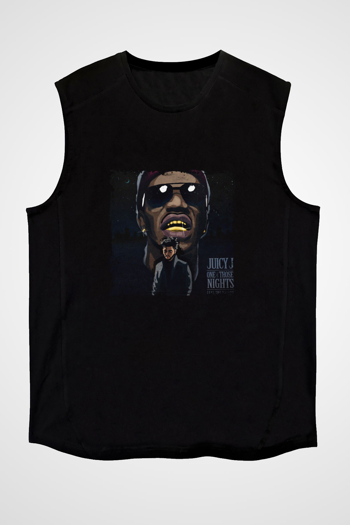 Juicy J Baskılı Unisex Siyah Kolsuz Tişört