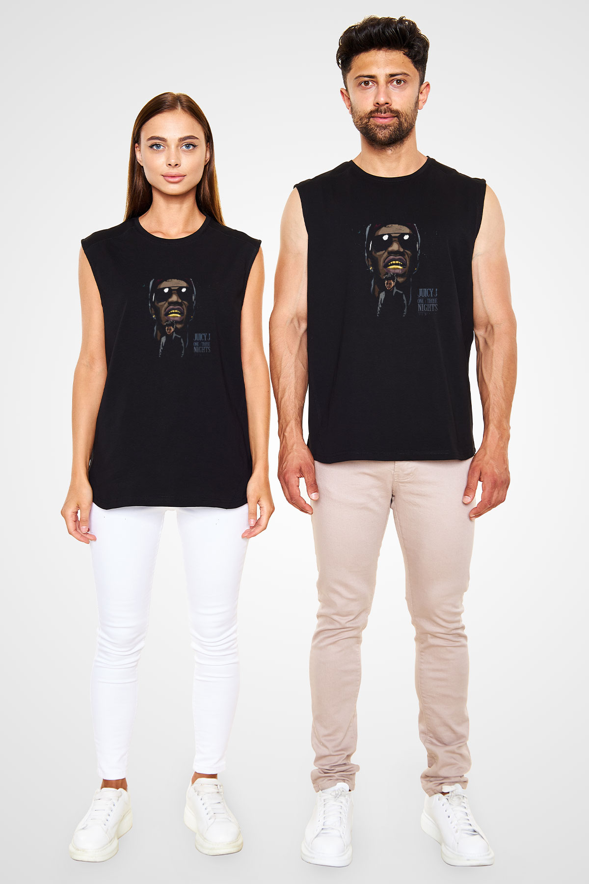 Juicy J Baskılı Unisex Siyah Kolsuz Tişört