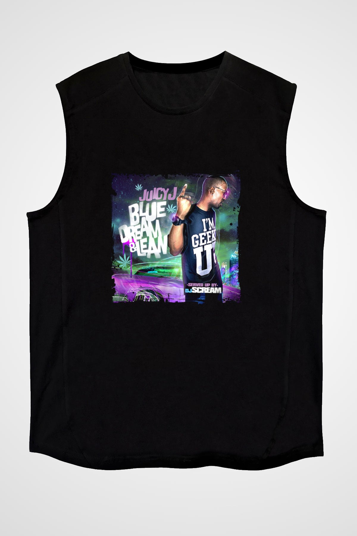 Juicy J Baskılı Unisex Siyah Kolsuz Tişört