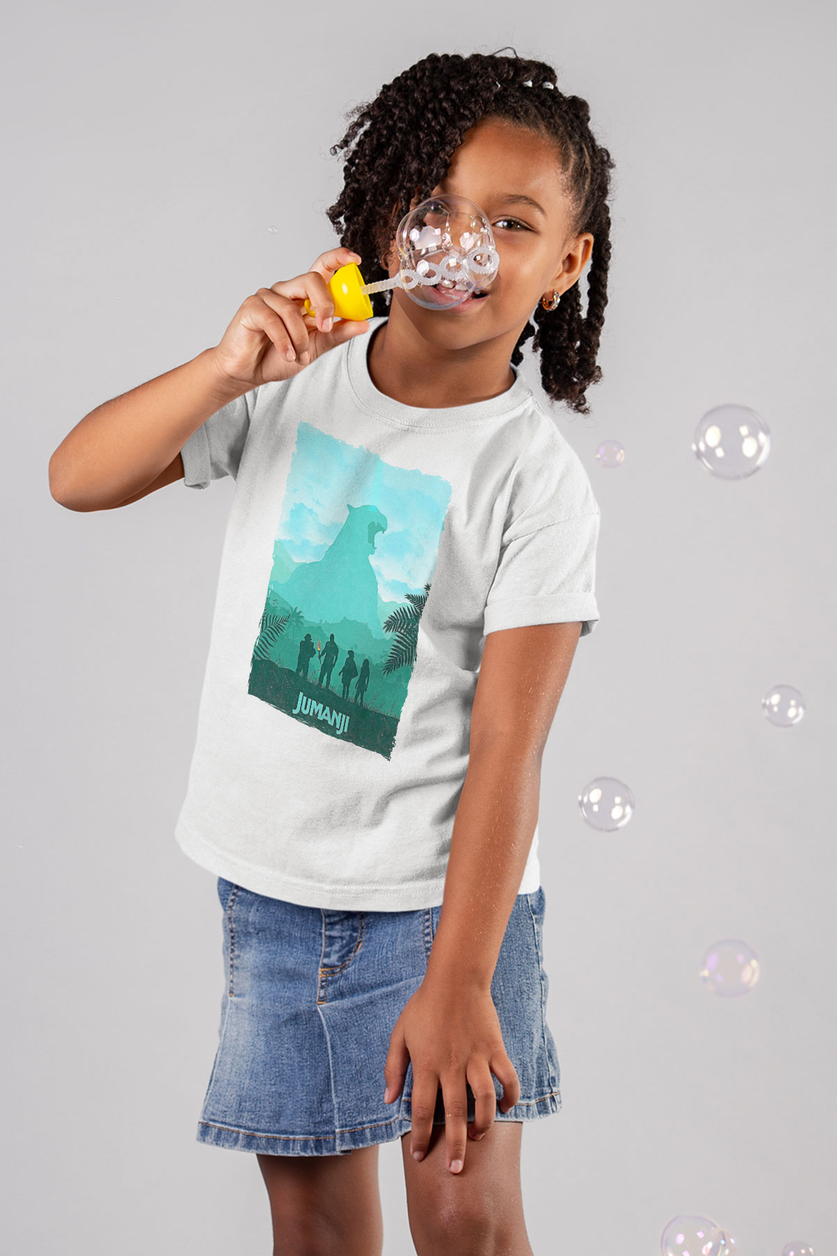 Jumanji Baskılı Beyaz Unisex Beyaz Çocuk Tişört - Tshirt