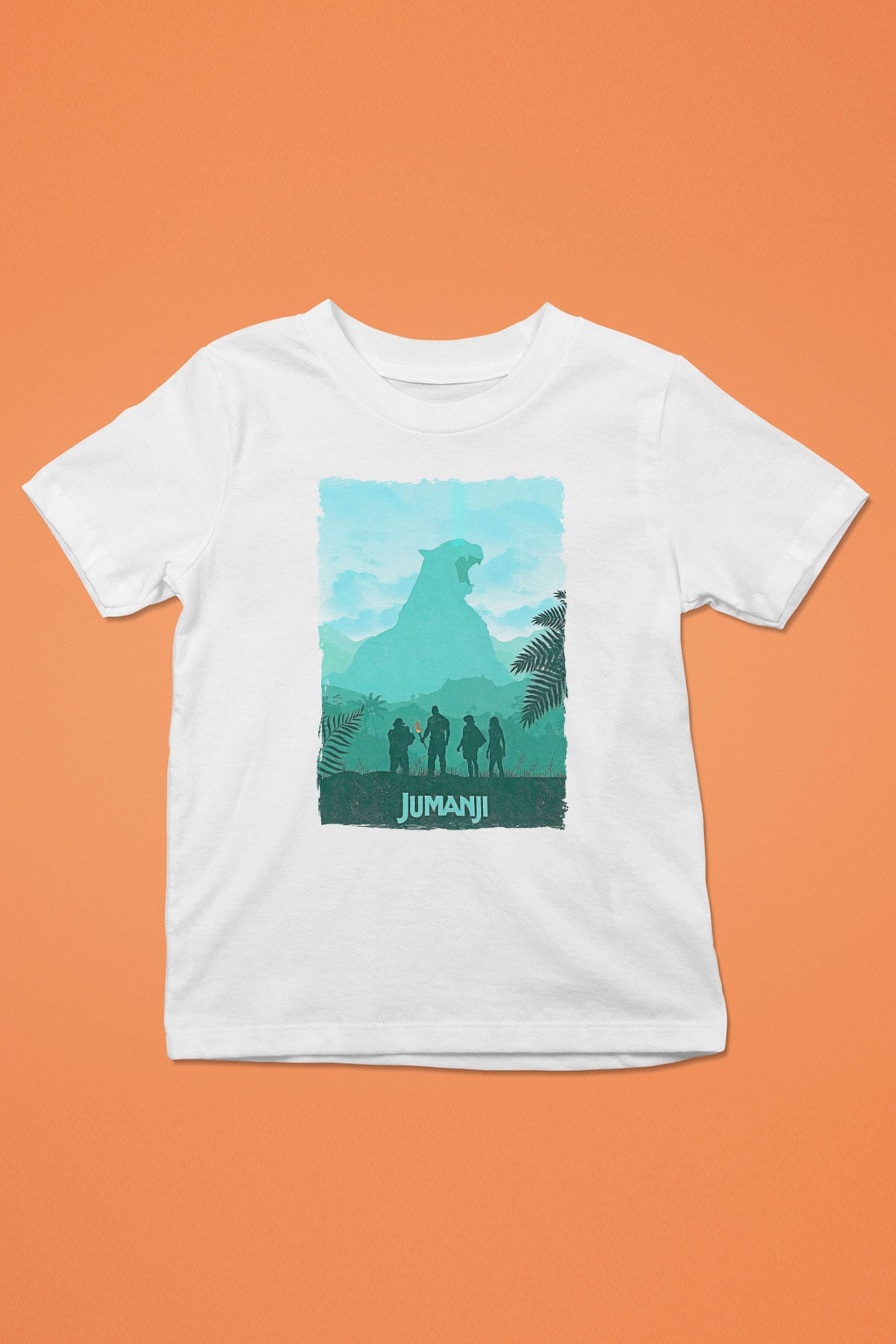 Jumanji Baskılı Beyaz Unisex Beyaz Çocuk Tişört - Tshirt