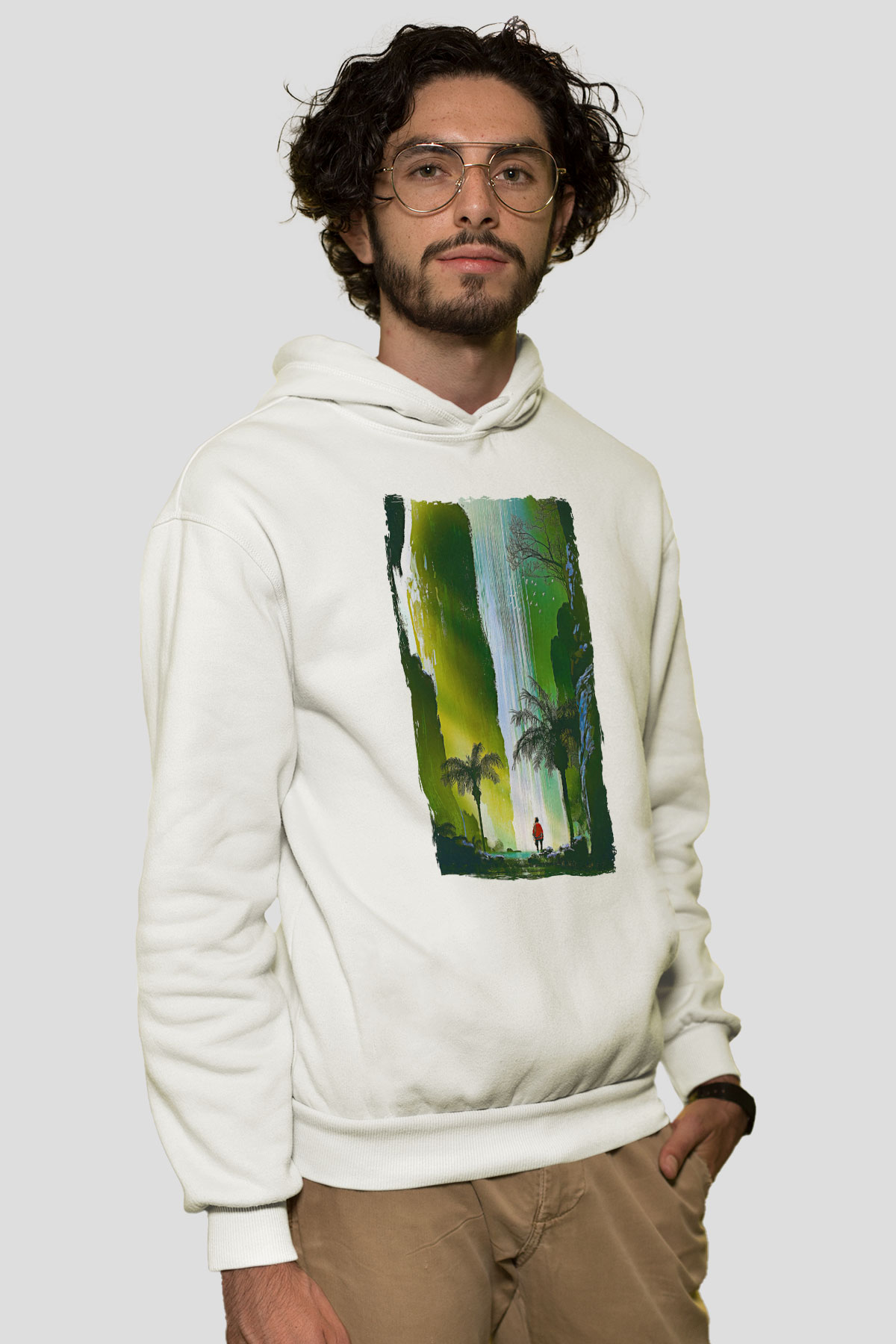 Jumanji Baskılı Beyaz Unisex Hoodie